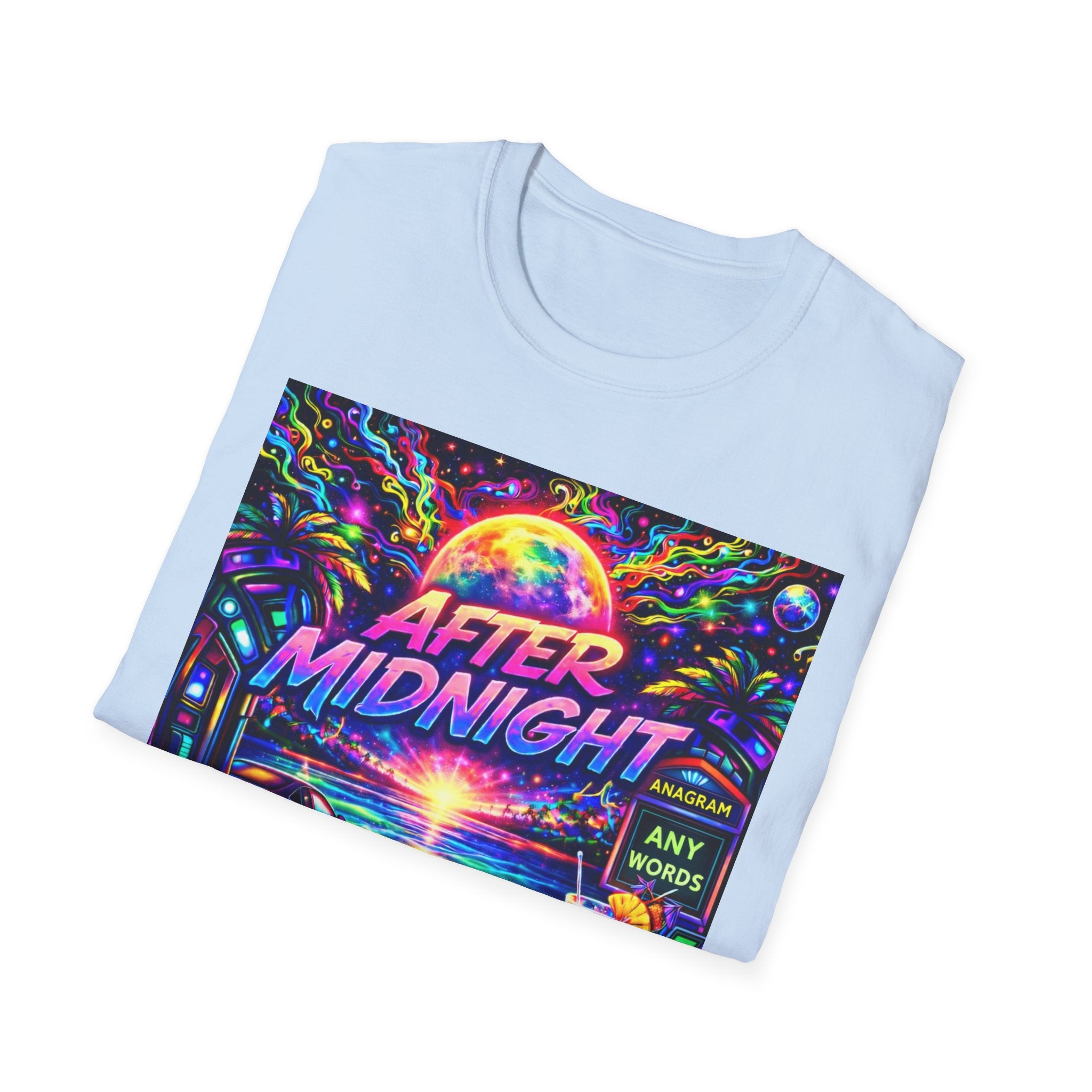After Midnight T-Shirt Song Cover Art From The Caribbean Calavera Album  — Neon Retro Sunset Vaporwave Tee