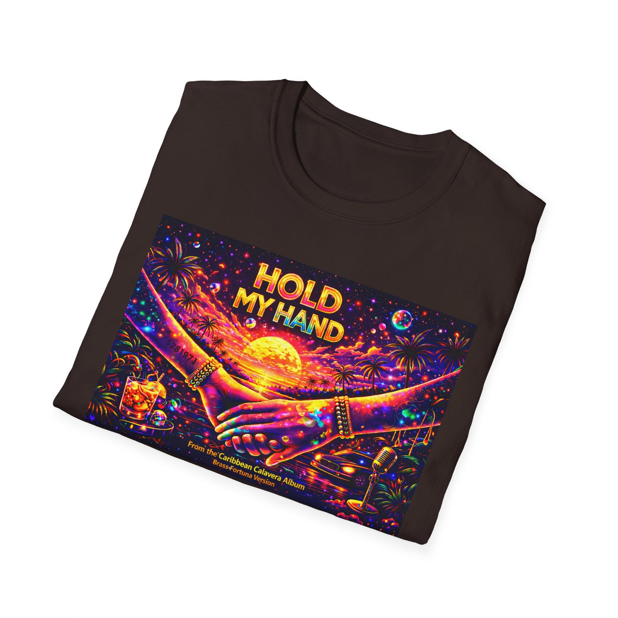 Hold My Hand T-Shirt  Song Cover Art From The Caribbean Calavera Album — Retro Sunset Hands Graphic Tee