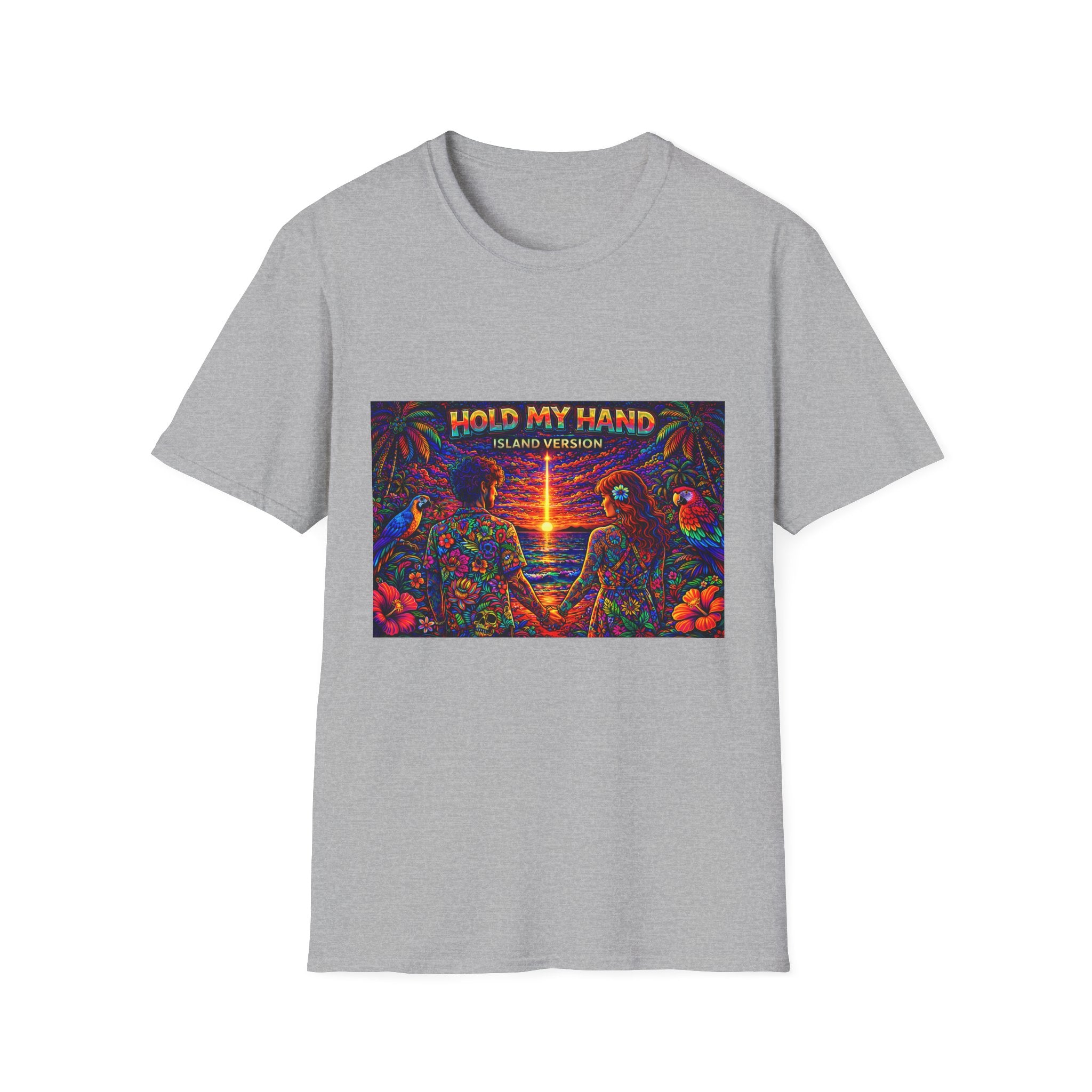 Hold My Hand Island Version Song Cover Art From The Caribbean Calavera Album  T-Shirt — Tropical Parrot Beach Graphic Tee