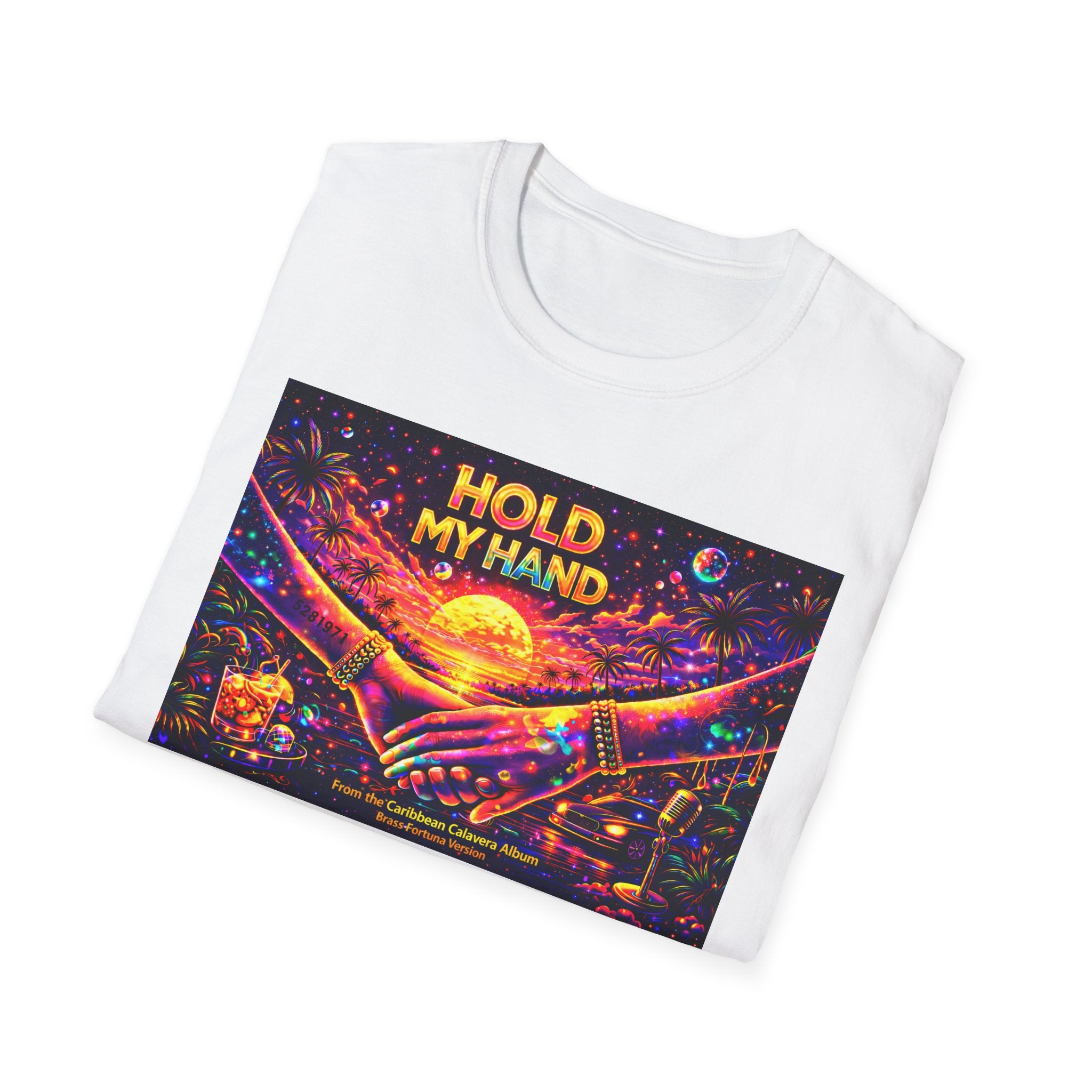 Hold My Hand T-Shirt  Song Cover Art From The Caribbean Calavera Album — Retro Sunset Hands Graphic Tee