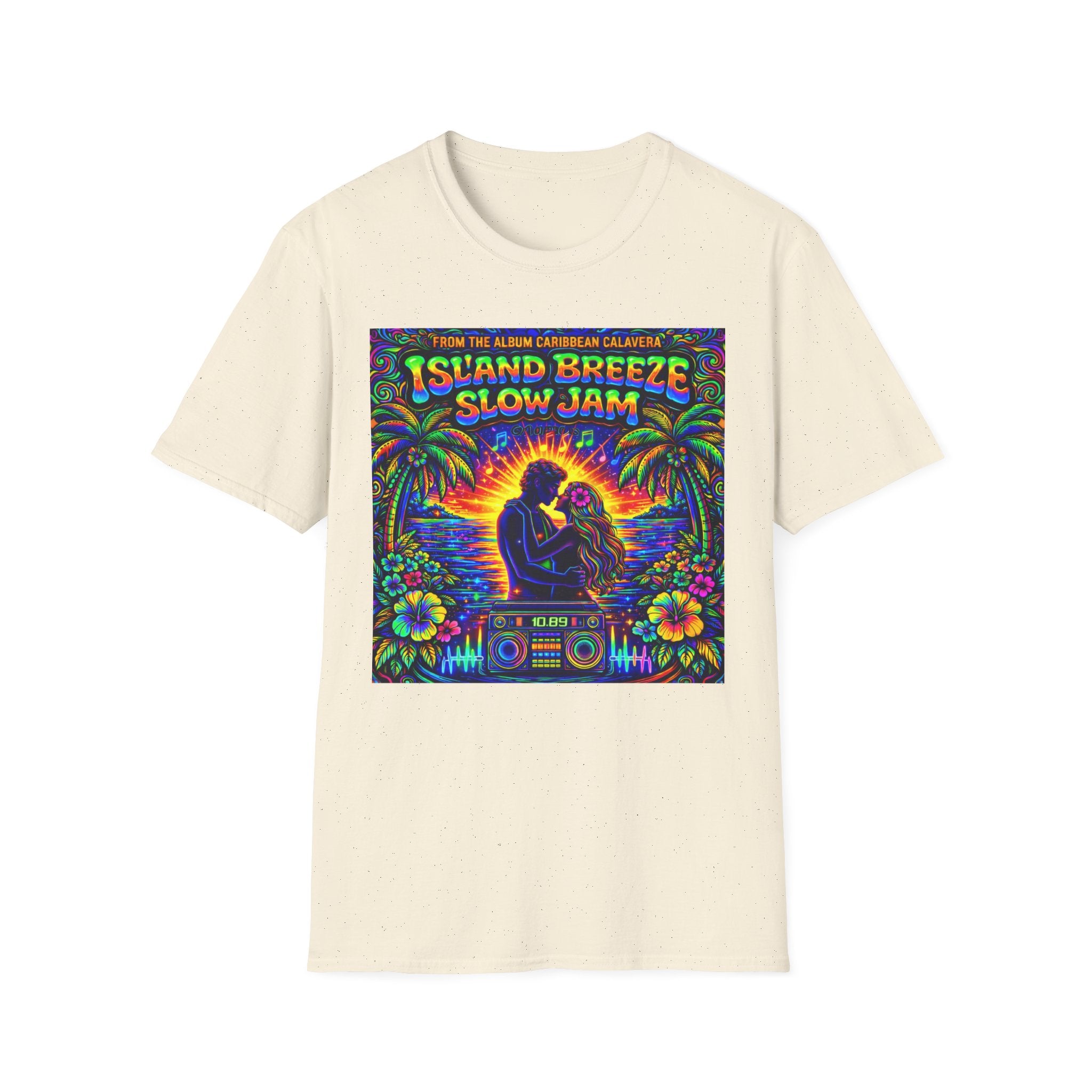 Island Breeze Slow Jam T-Shirt  Song Cover Art From The Caribbean Calavera Album   — Retro Tropical Sunset Music Tee