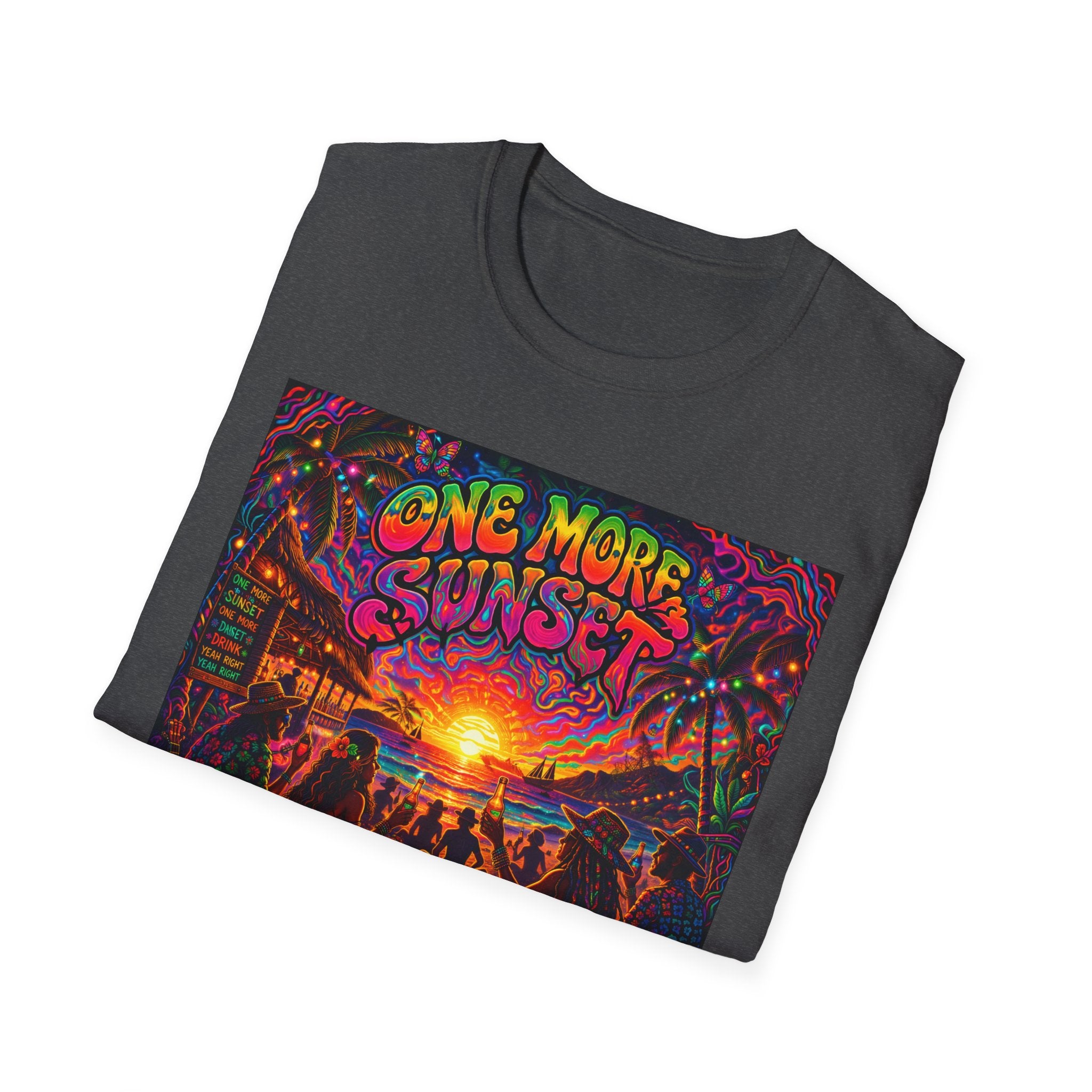 One More Sunset T-Shirt —  Song Cover Art From The Caribbean Calavera Album   Tropical Sunset Concert Graphic Tee
