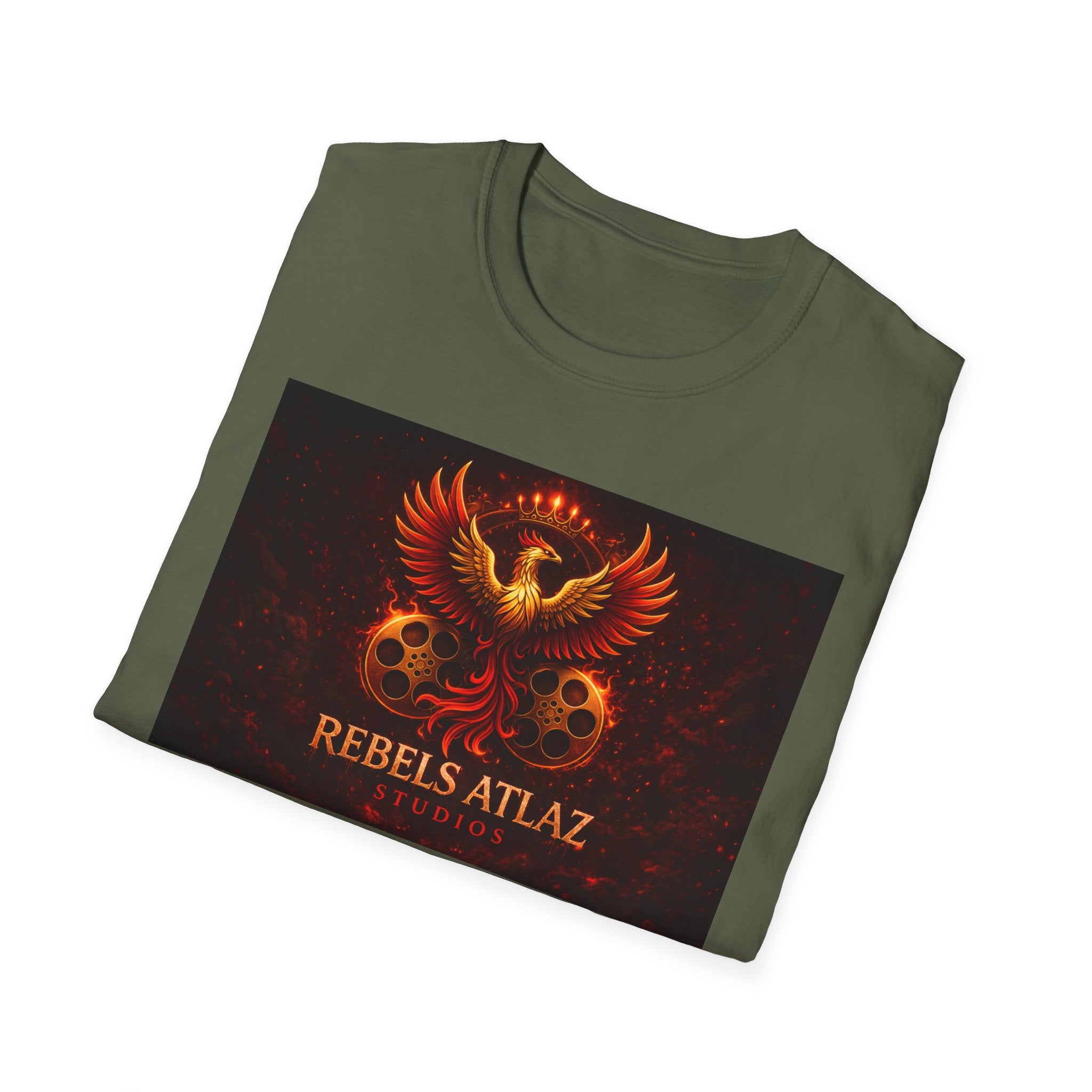 Rebelz Atlaz Film Studios Logo  Phoenix Skull T-Shirt