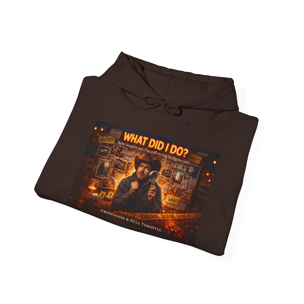 "What Did I Do?" Graphic Hoodie – Retro Mystery Movie Poster Sweatshirt