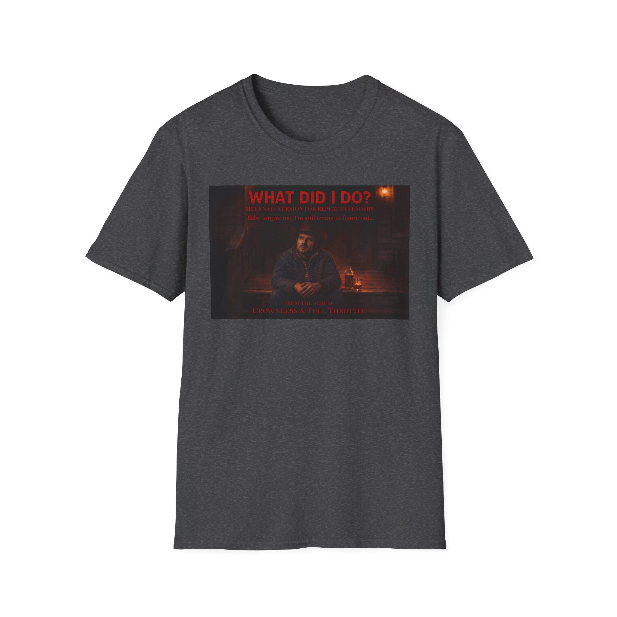 T-Shirt — "What Did I Do?" Dark Vintage Portrait Graphic Tee