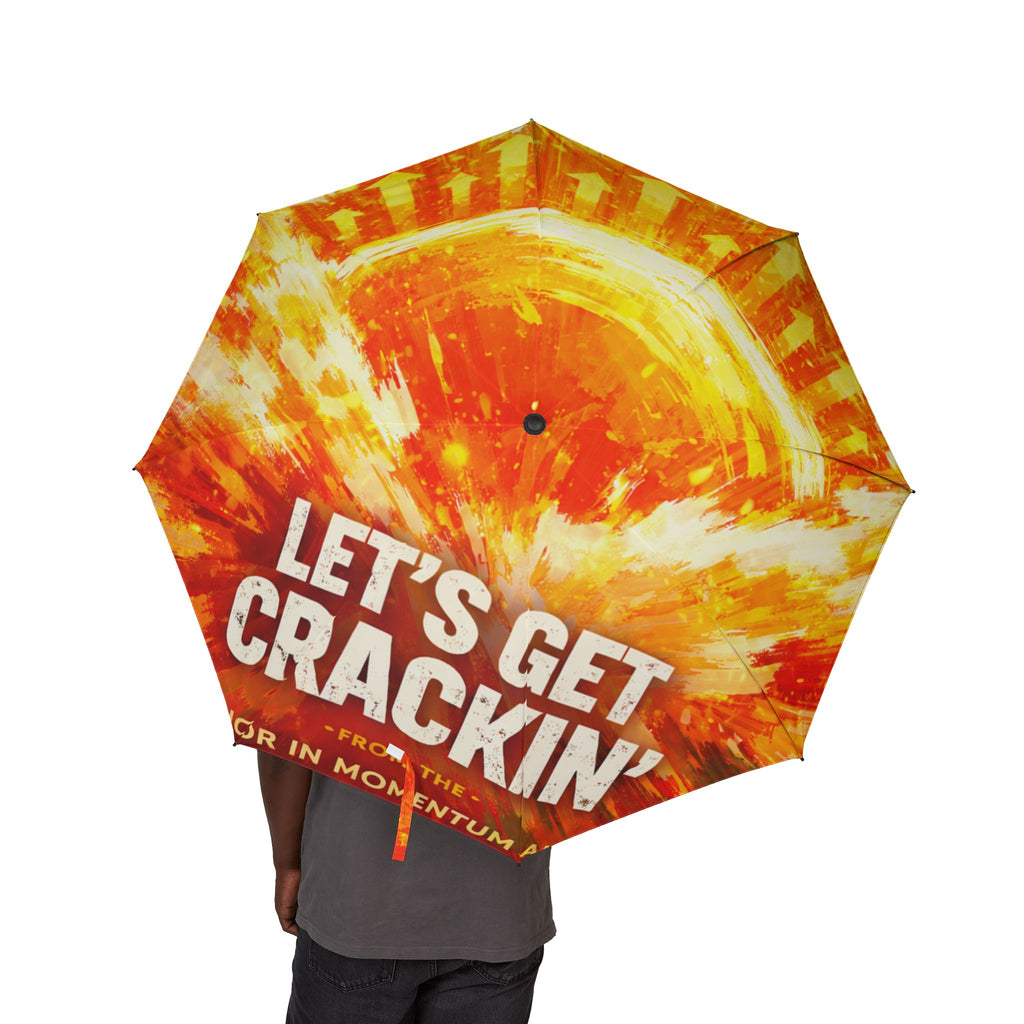 Let's Get Crackin' Foldable Umbrella – Fiery Sunburst 'Get Some' Compact Travel Umbrella