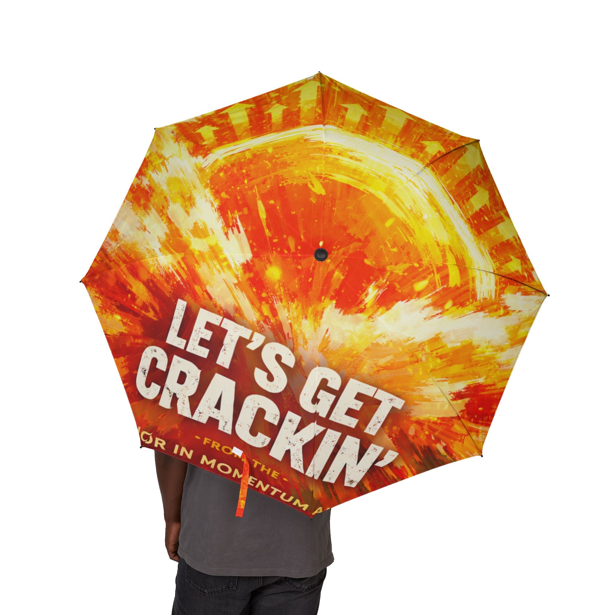 Let's Get Crackin' Foldable Umbrella – Fiery Sunburst 'Get Some' Compact Travel Umbrella