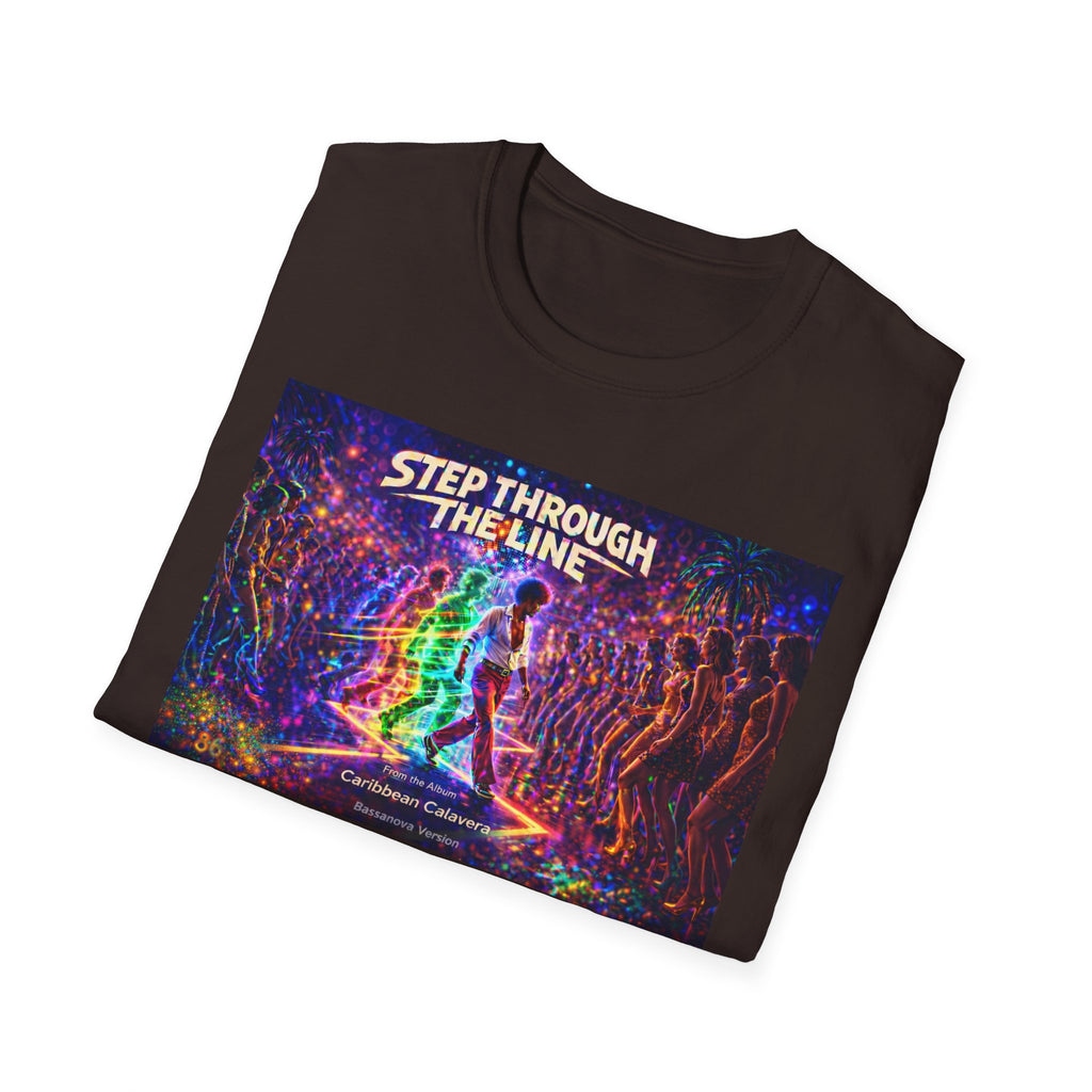 Step Through The Line T-Shirt Song Cover Art From The Caribbean Calavera Album  — Psychedelic Rainbow Silhouette Graphic Tee