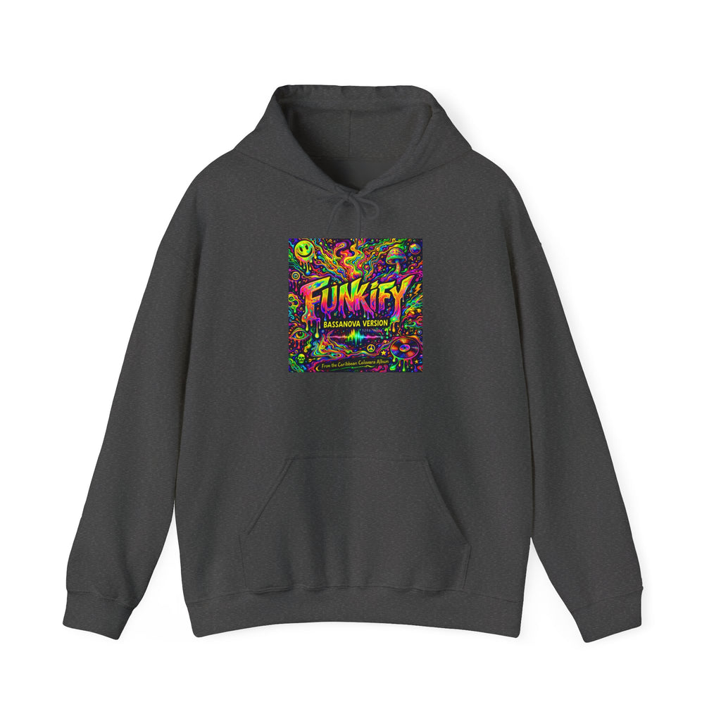 Funkify Song from Caribbean Calavera Album Neon Psychedelic Hoodie — "FUNKIFY" Retro Rave Graphic Sweatshirt
