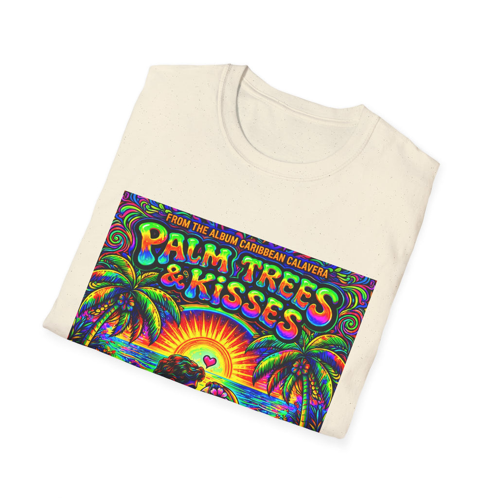 Palm Trees & Kisses Song Cover Art From The Caribbean Calavera Album  Tropical Graphic T-Shirt — Retro Sunset Beach Vibes