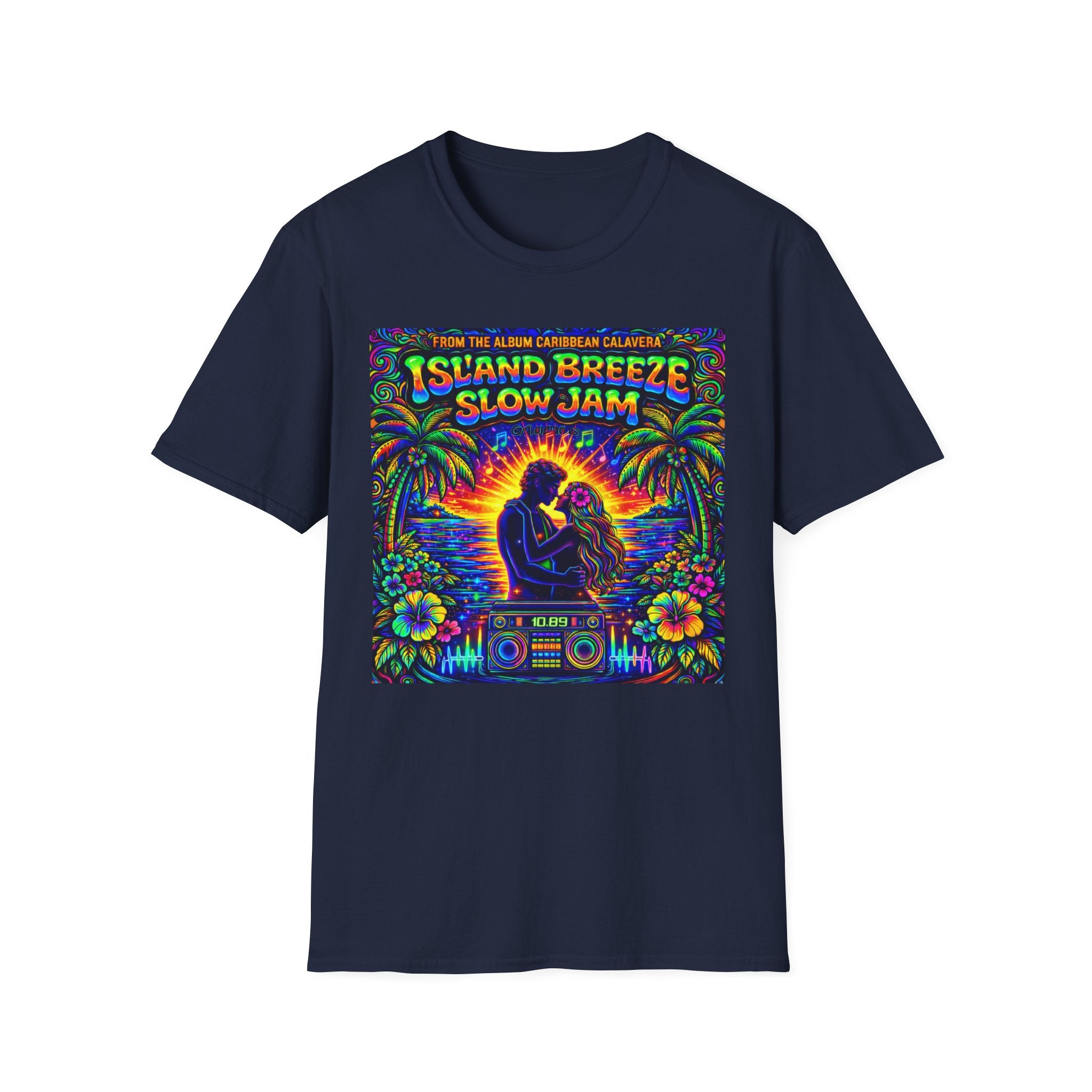Island Breeze Slow Jam T-Shirt  Song Cover Art From The Caribbean Calavera Album   — Retro Tropical Sunset Music Tee