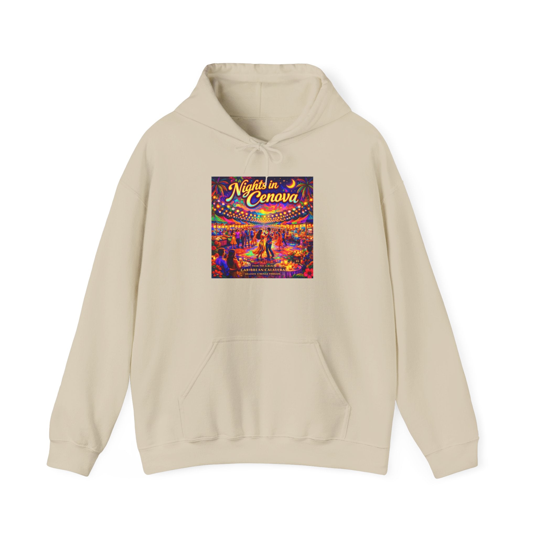Nights in Cenova Song Cover Art From The Caribbean Calavera Album  Colorful Festival Street Scene Pullover HOODIE