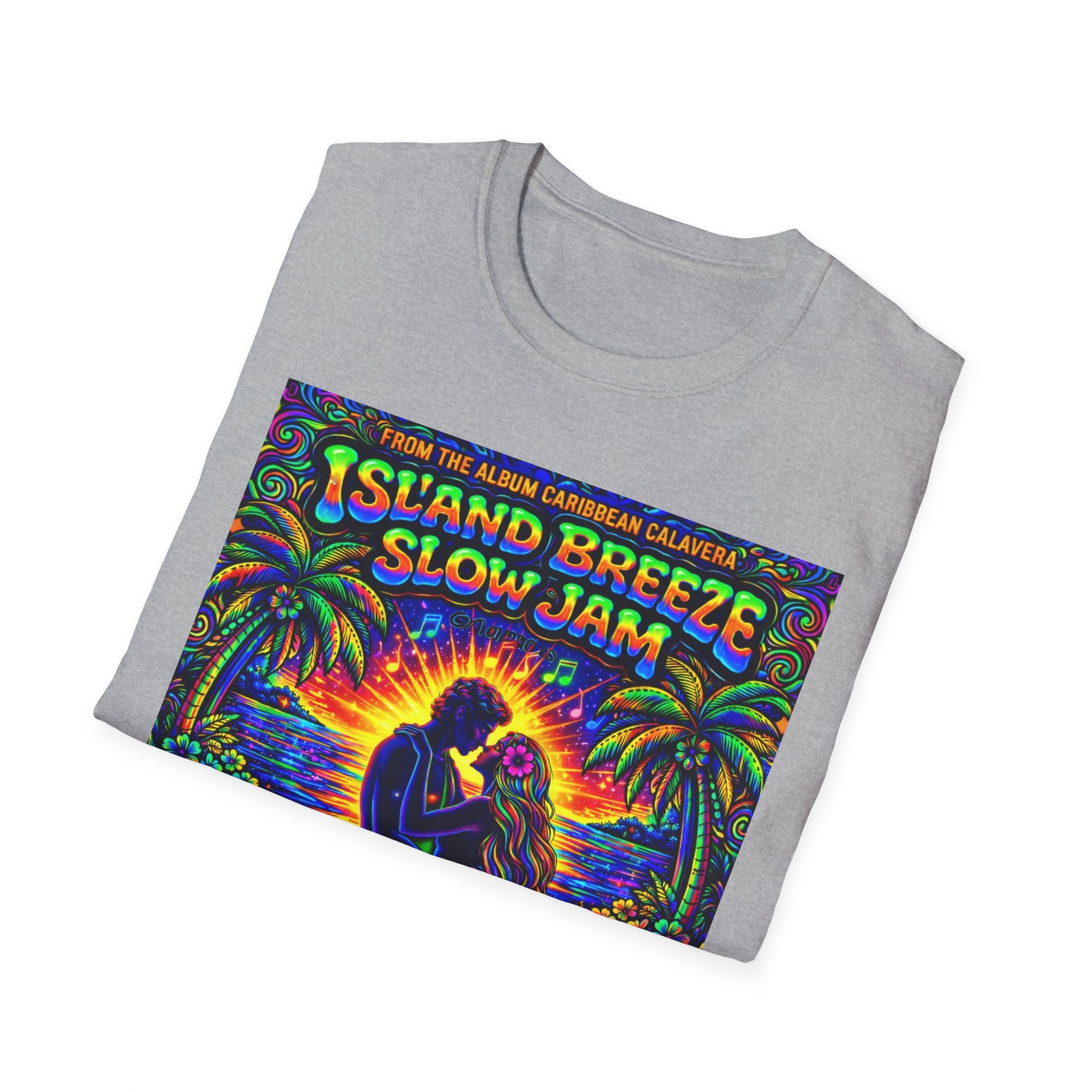 Island Breeze Slow Jam T-Shirt  Song Cover Art From The Caribbean Calavera Album   — Retro Tropical Sunset Music Tee