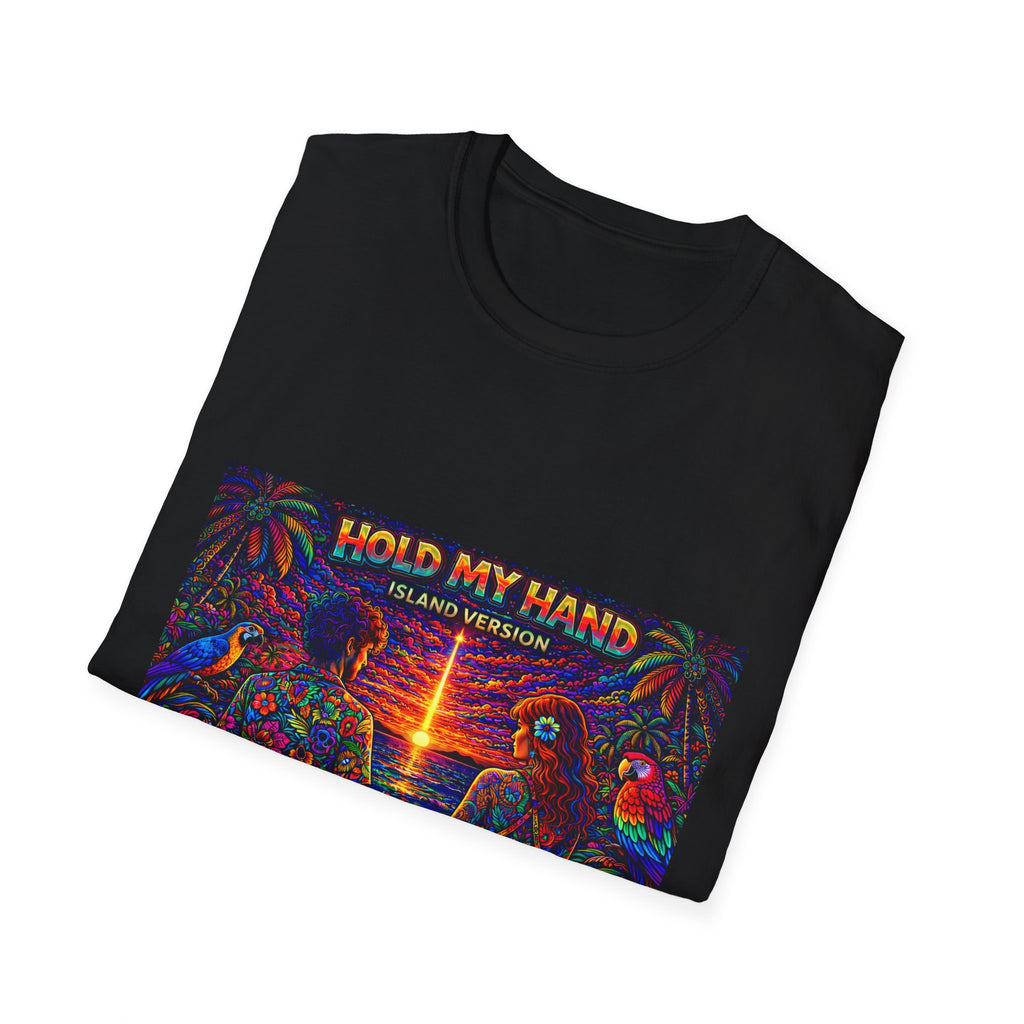 Hold My Hand Island Version Song Cover Art From The Caribbean Calavera Album  T-Shirt — Tropical Parrot Beach Graphic Tee