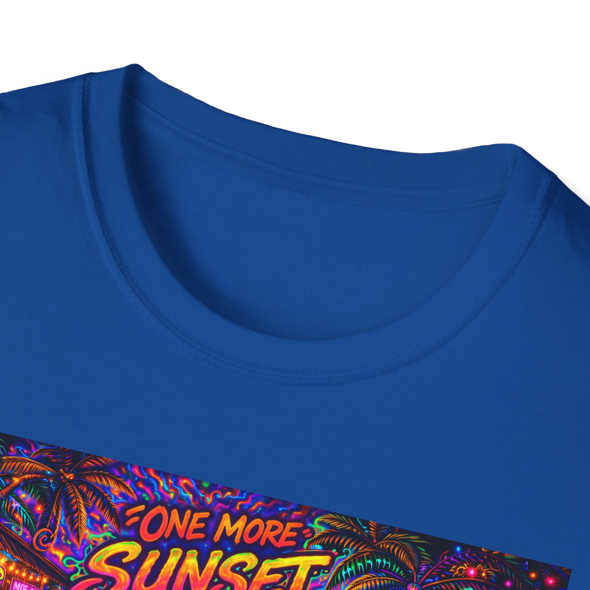 One More Sunset Bonfire Graphic T-Shirt  Song Cover Art From The Caribbean Calavera Album   — "Sunset" Neon Beach Party Tee