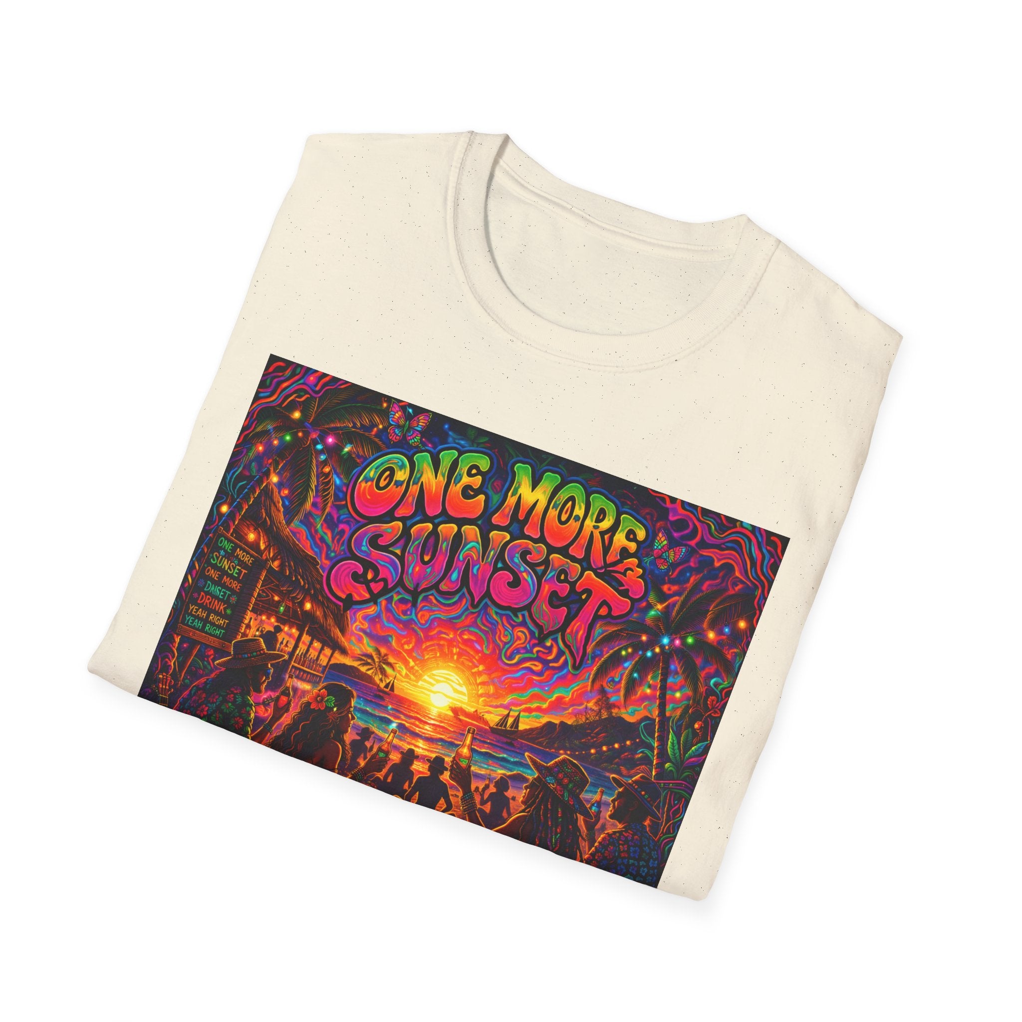 One More Sunset T-Shirt —  Song Cover Art From The Caribbean Calavera Album   Tropical Sunset Concert Graphic Tee