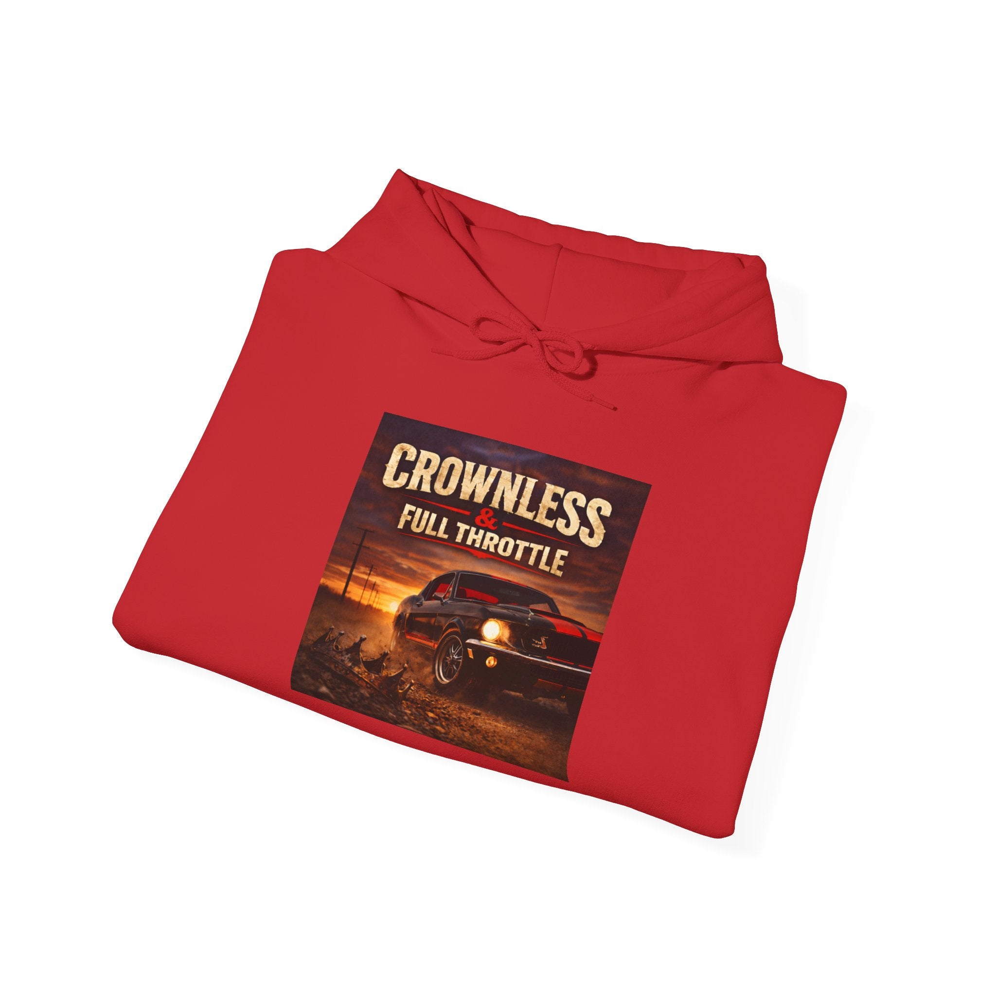 Crownless & Full Throttle Album Hoodie - Vintage Muscle Car Sunset Pullover