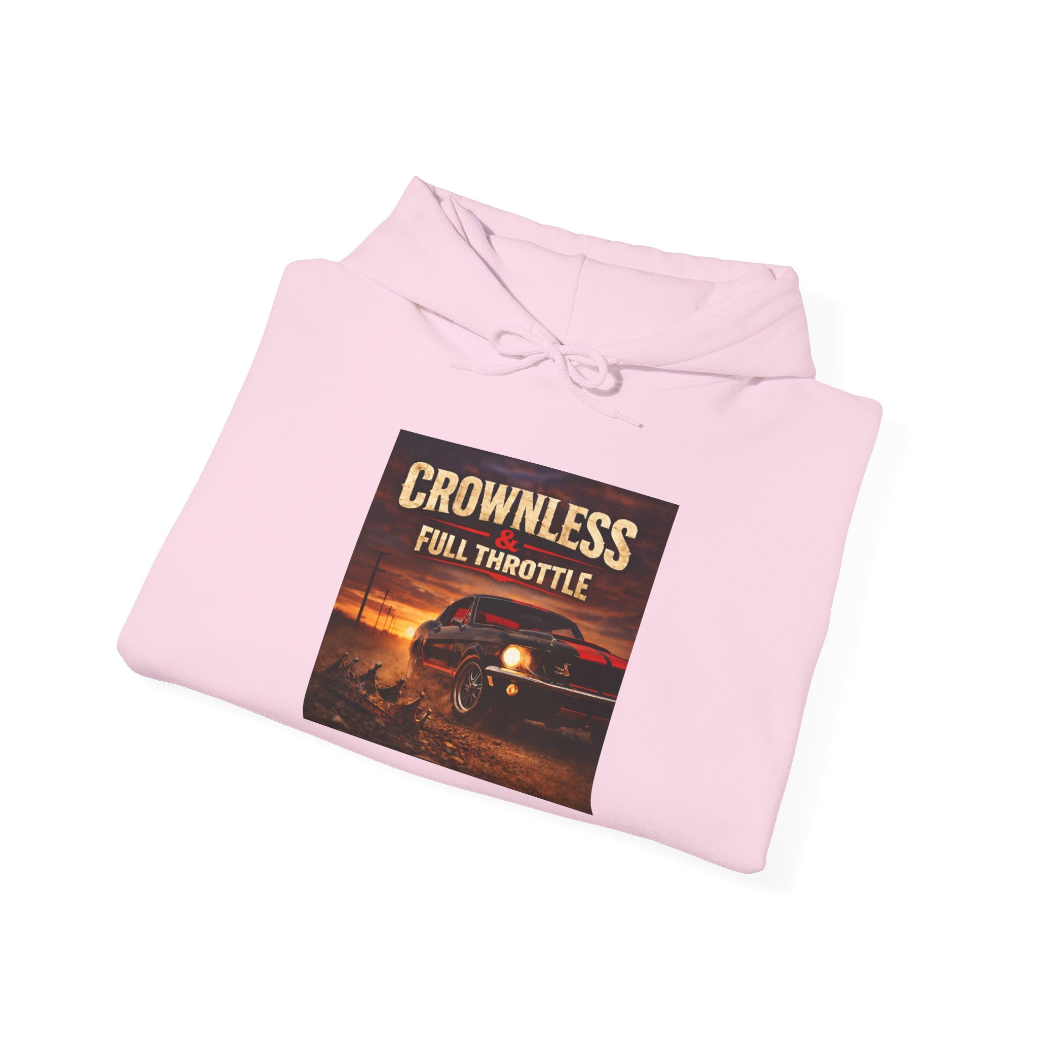 Crownless & Full Throttle Album Hoodie - Vintage Muscle Car Sunset Pullover