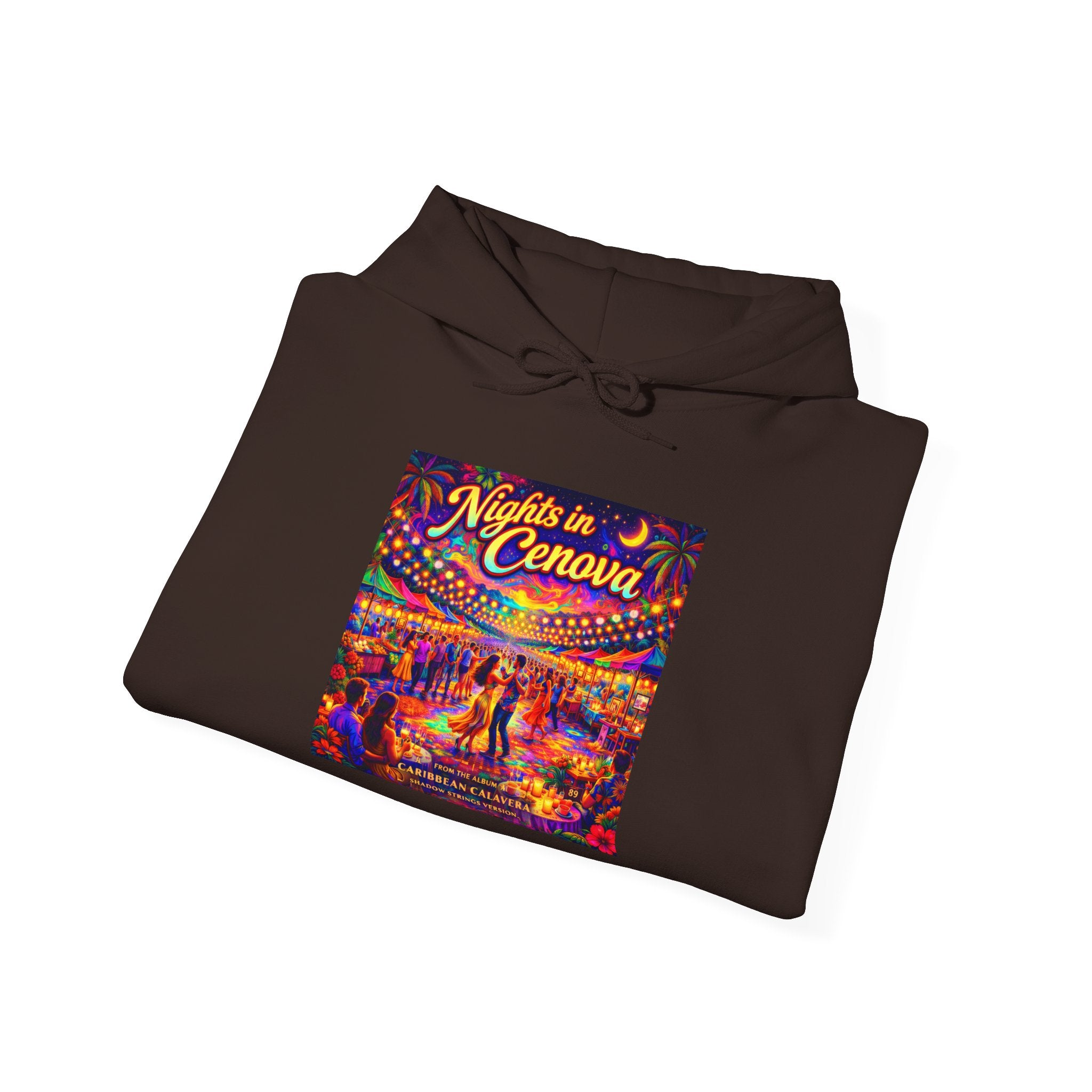 Nights in Cenova Song Cover Art From The Caribbean Calavera Album  Colorful Festival Street Scene Pullover HOODIE