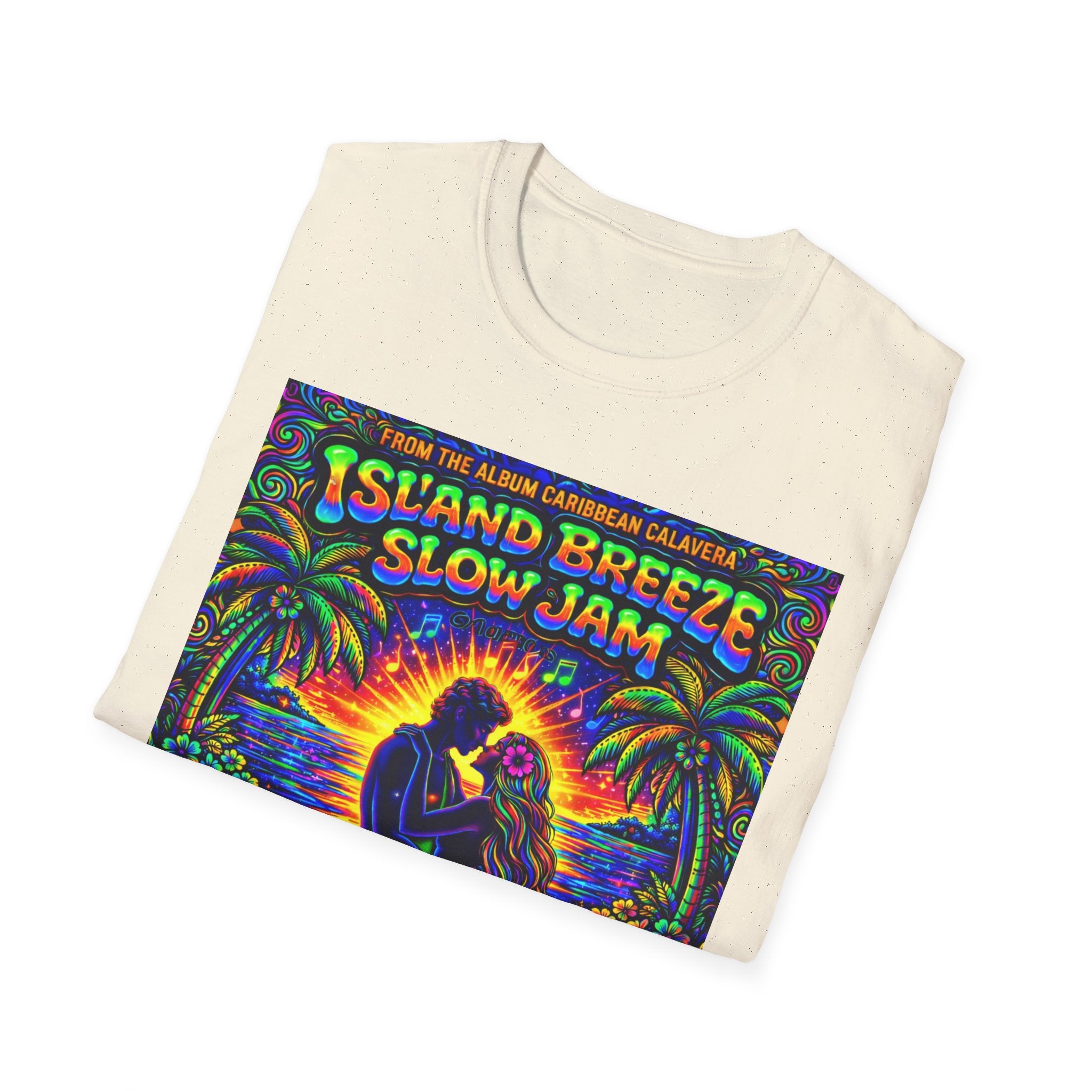Island Breeze Slow Jam T-Shirt  Song Cover Art From The Caribbean Calavera Album   — Retro Tropical Sunset Music Tee