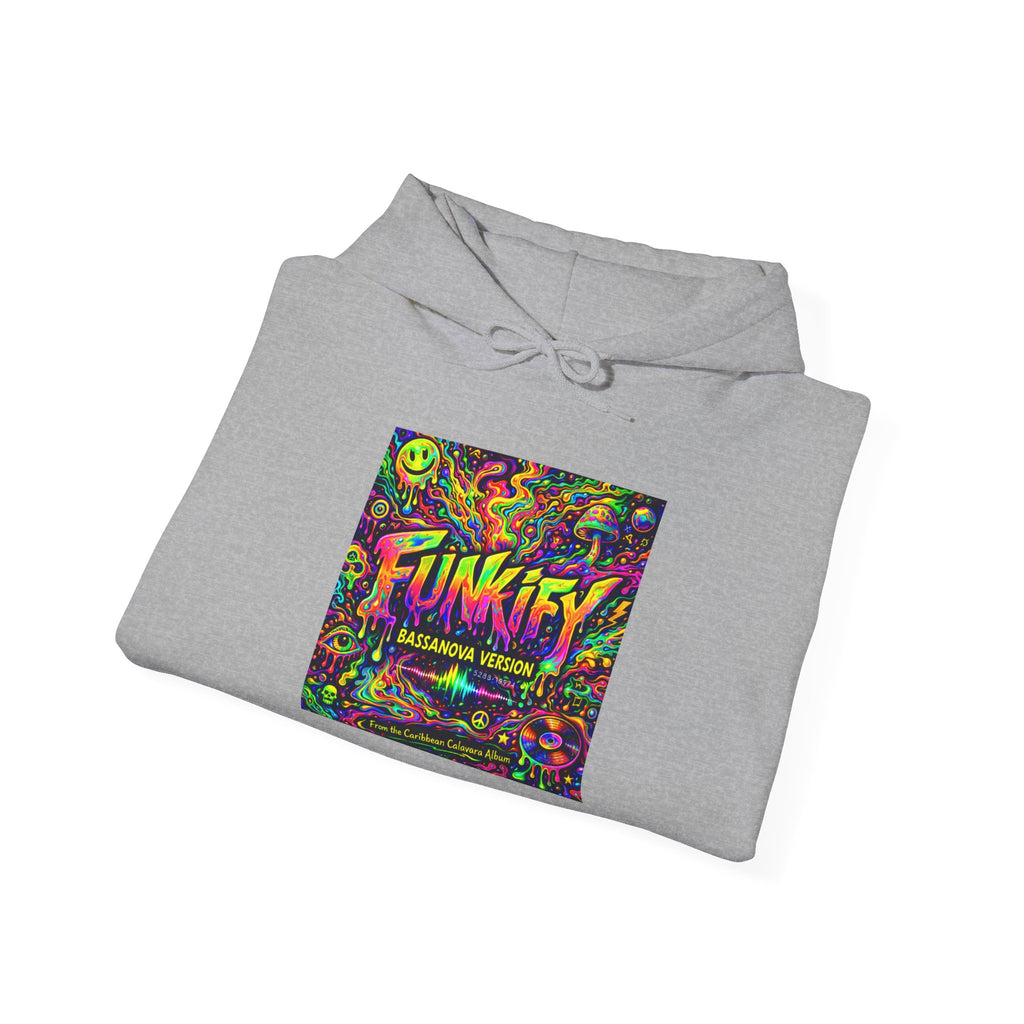 Funkify Song from Caribbean Calavera Album Neon Psychedelic Hoodie — "FUNKIFY" Retro Rave Graphic Sweatshirt