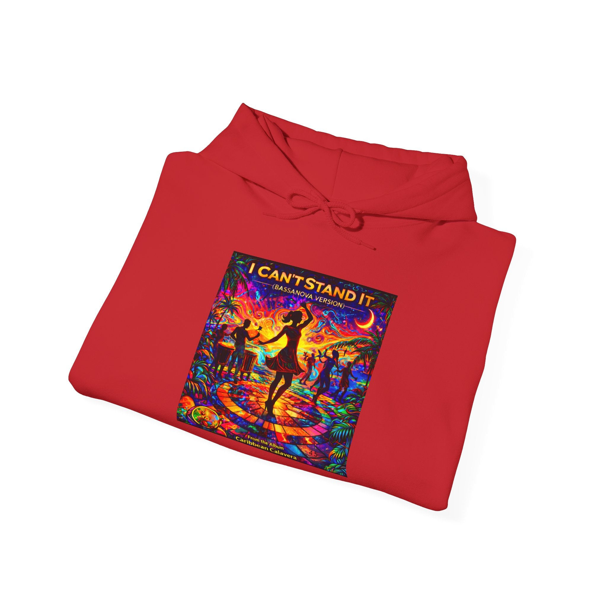 Psychedelic Dance Hoodie –  Song Cover Art From The Caribbean Calavera Album  “I Can’t Stand It” Retro Disco Graphic