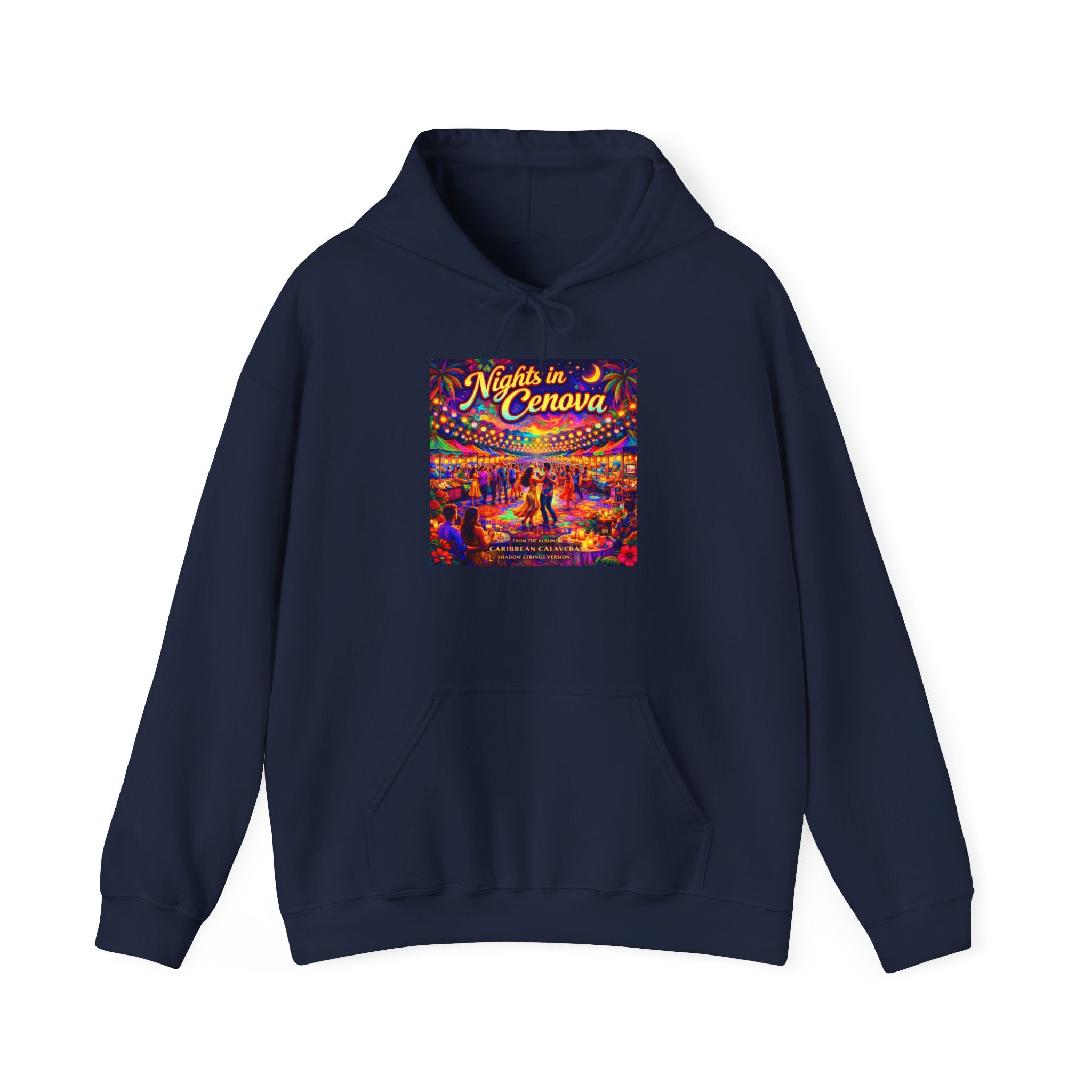 Nights in Cenova Song Cover Art From The Caribbean Calavera Album  Colorful Festival Street Scene Pullover HOODIE