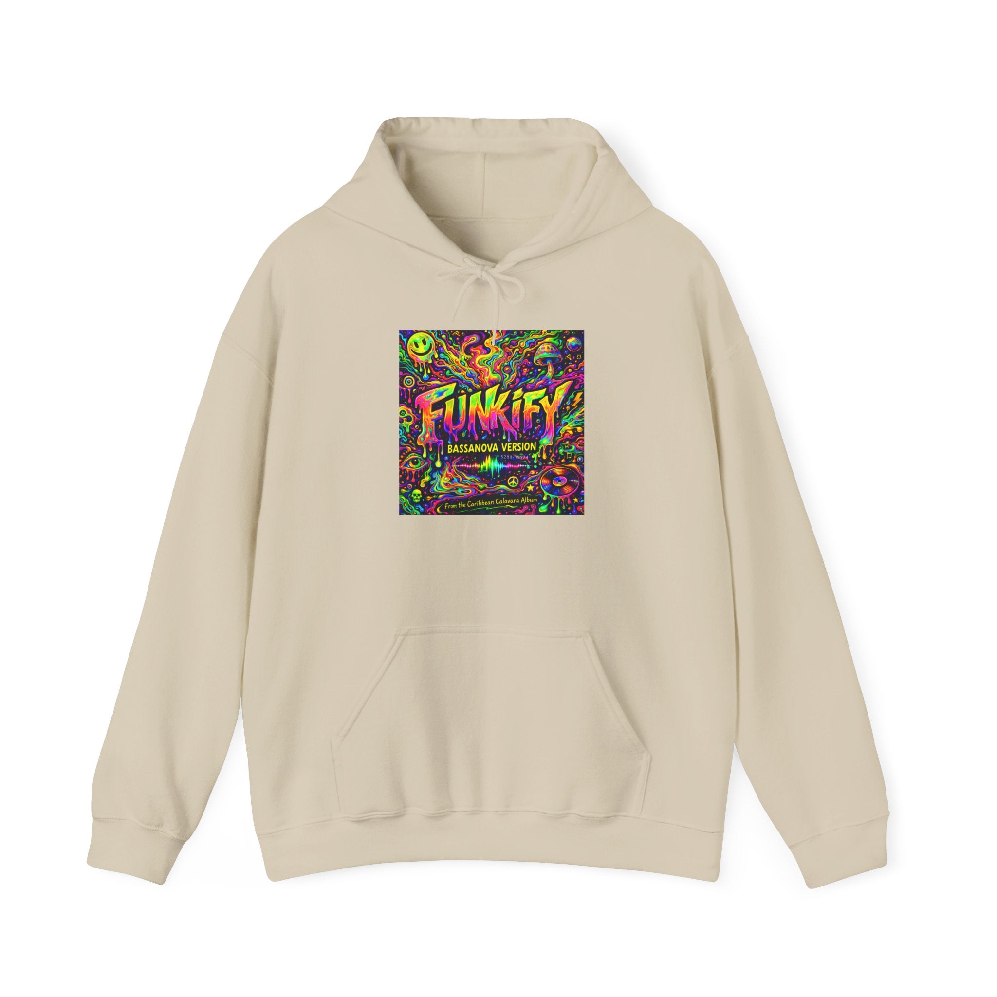 Funkify Song from Caribbean Calavera Album Neon Psychedelic Hoodie — "FUNKIFY" Retro Rave Graphic Sweatshirt