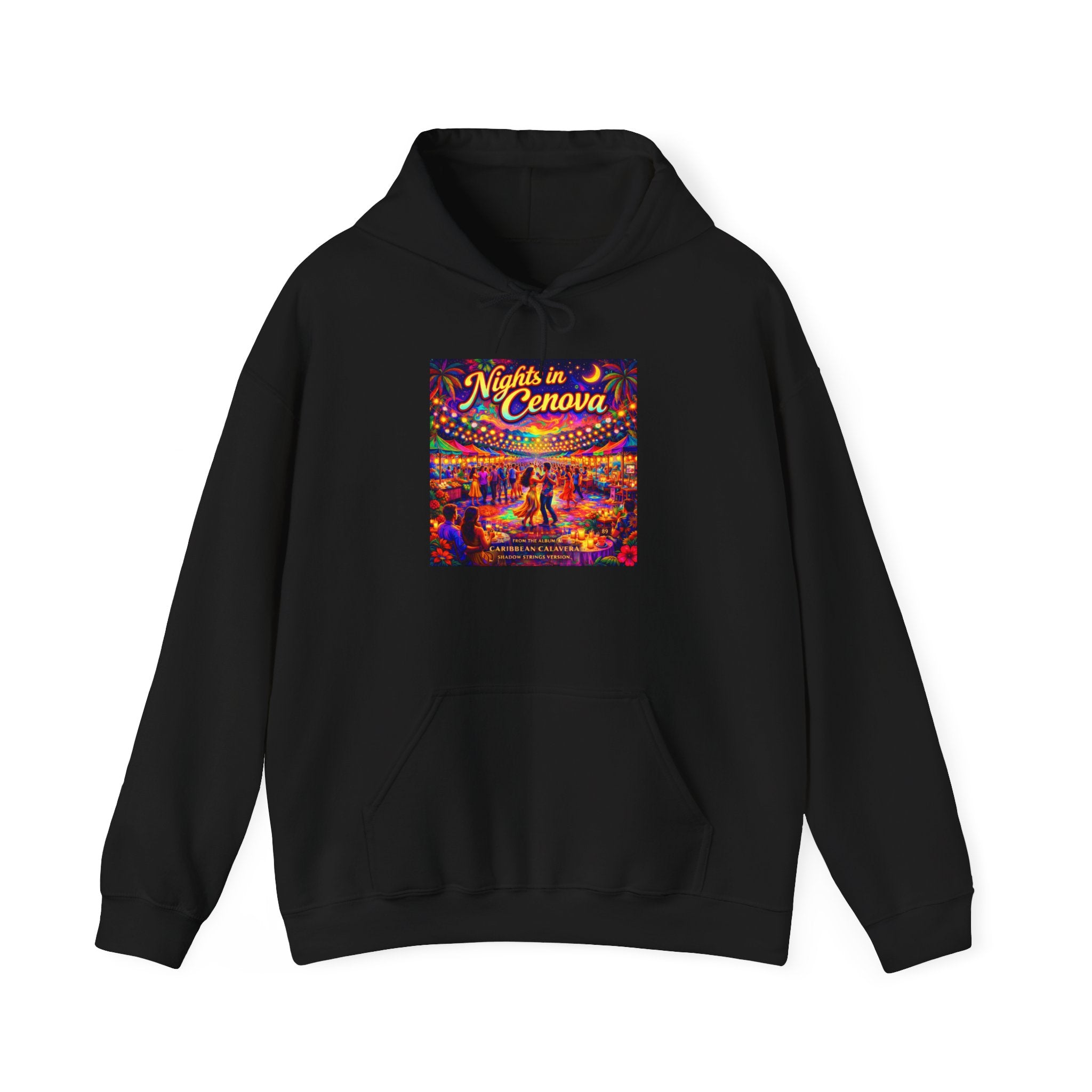 Nights in Cenova Song Cover Art From The Caribbean Calavera Album  Colorful Festival Street Scene Pullover HOODIE