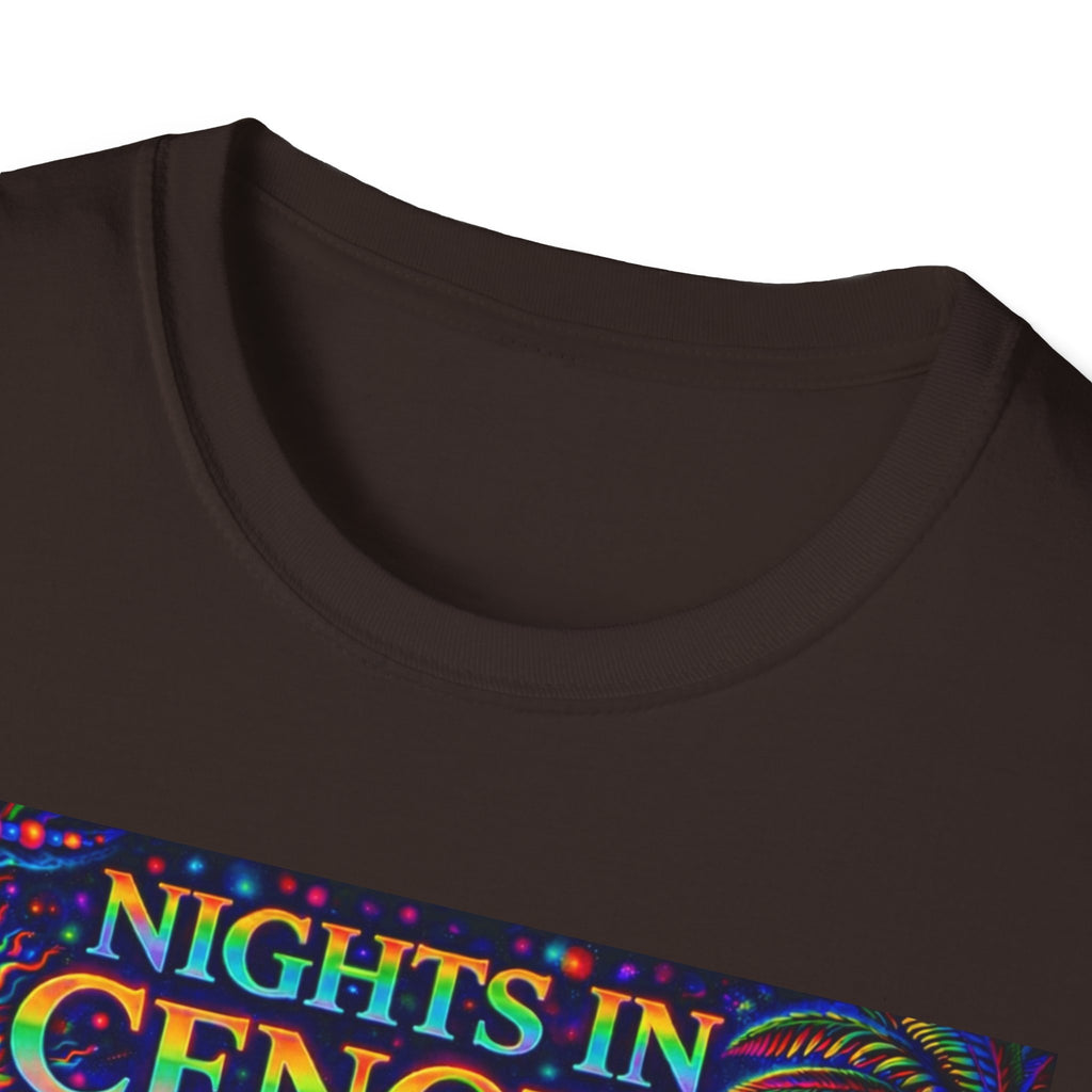 Nights in Cenovia T-Shirt  Song Cover Art From The Caribbean Calavera Album   — Colorful Fireworks Cityscape Tee