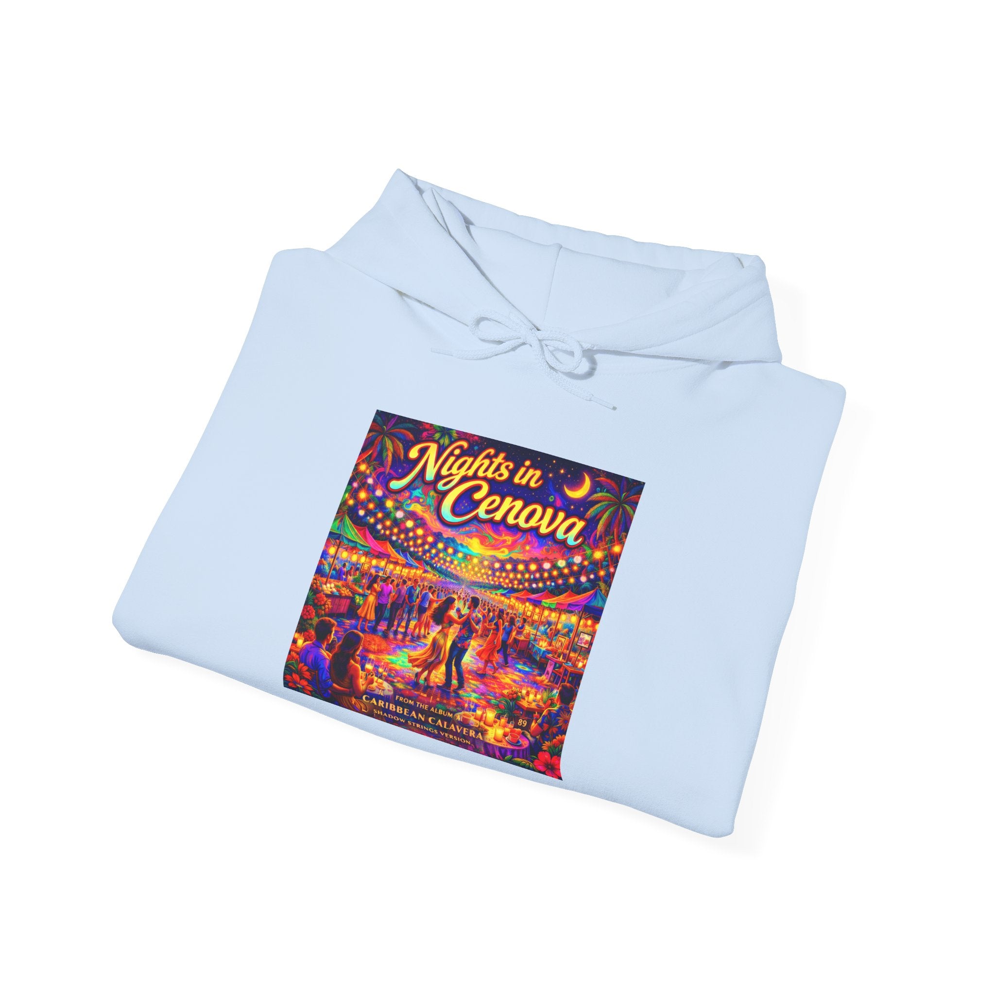 Nights in Cenova Song Cover Art From The Caribbean Calavera Album  Colorful Festival Street Scene Pullover HOODIE