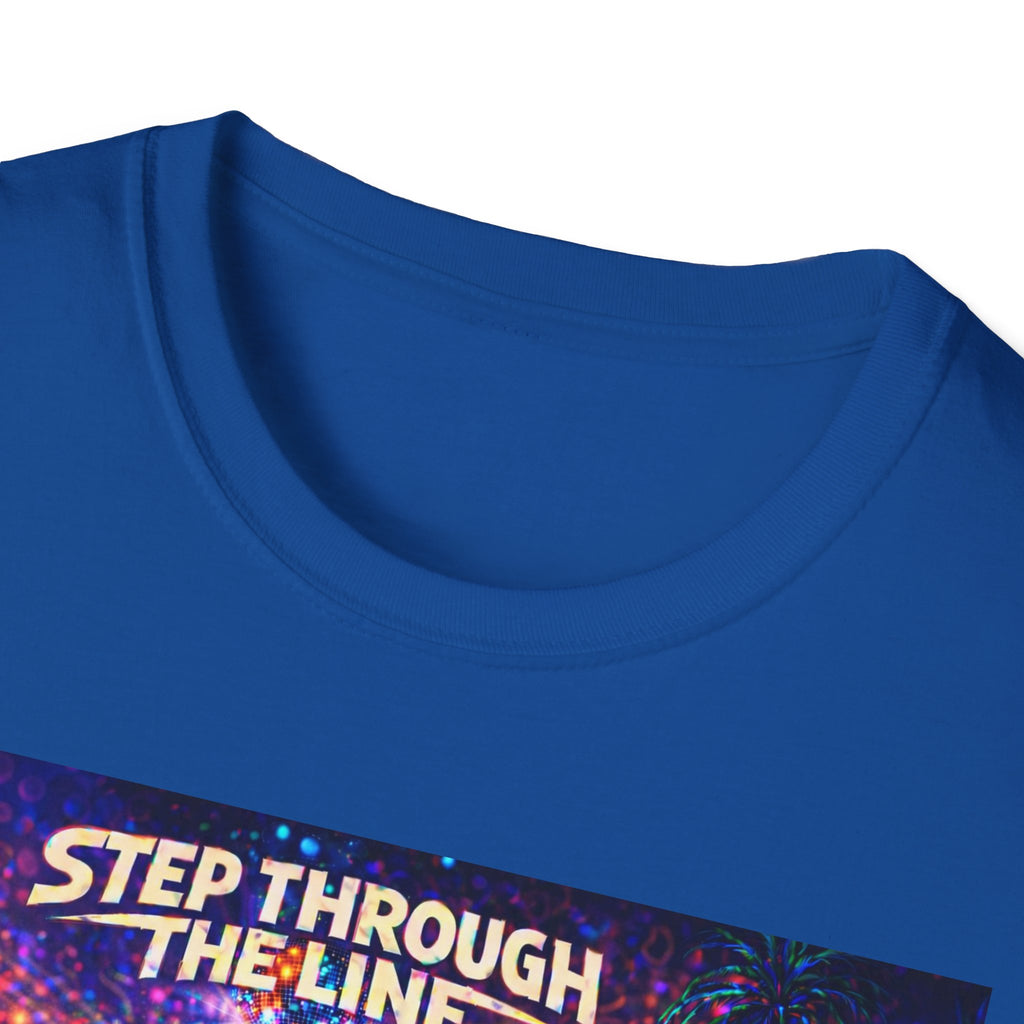 Step Through The Line T-Shirt Song Cover Art From The Caribbean Calavera Album  — Psychedelic Rainbow Silhouette Graphic Tee