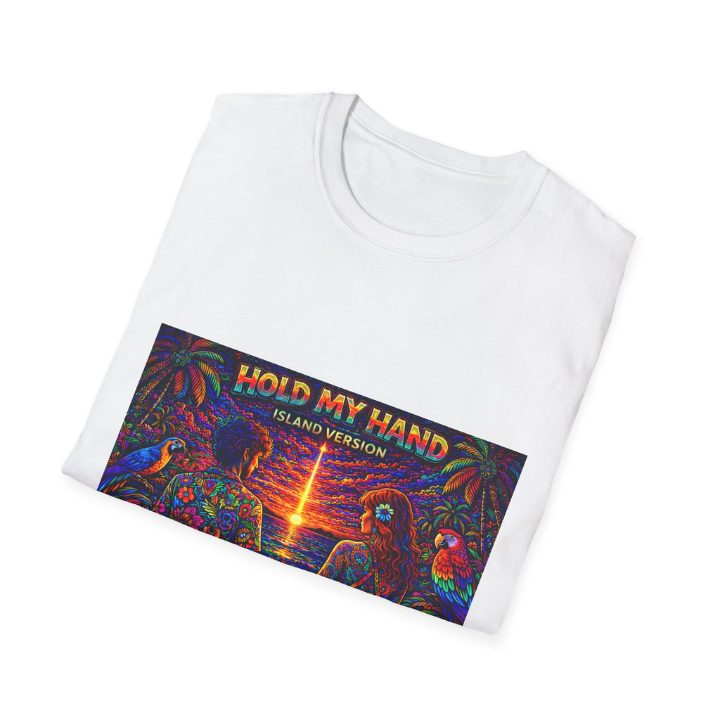Hold My Hand Island Version Song Cover Art From The Caribbean Calavera Album  T-Shirt — Tropical Parrot Beach Graphic Tee