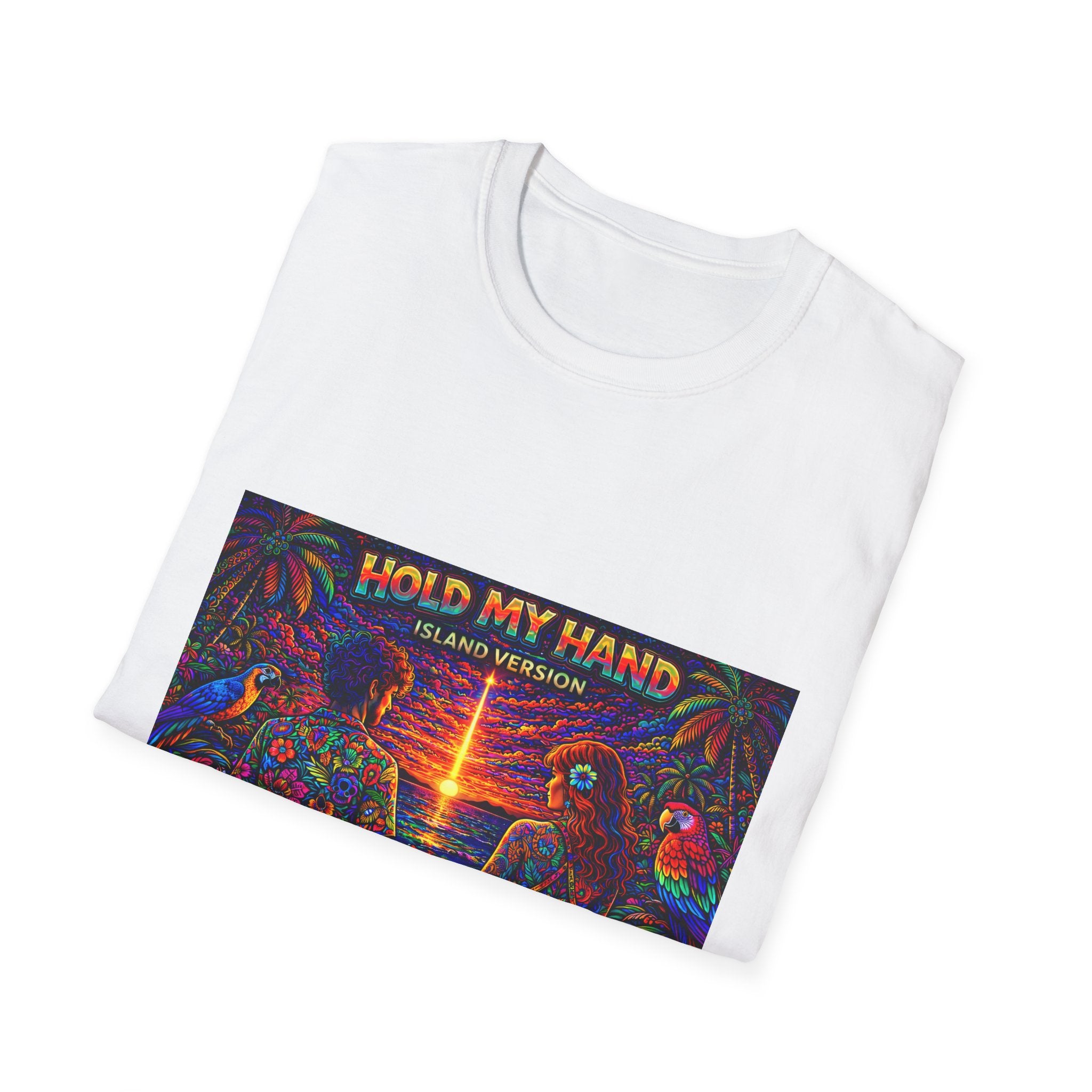 Hold My Hand Island Version Song Cover Art From The Caribbean Calavera Album  T-Shirt — Tropical Parrot Beach Graphic Tee