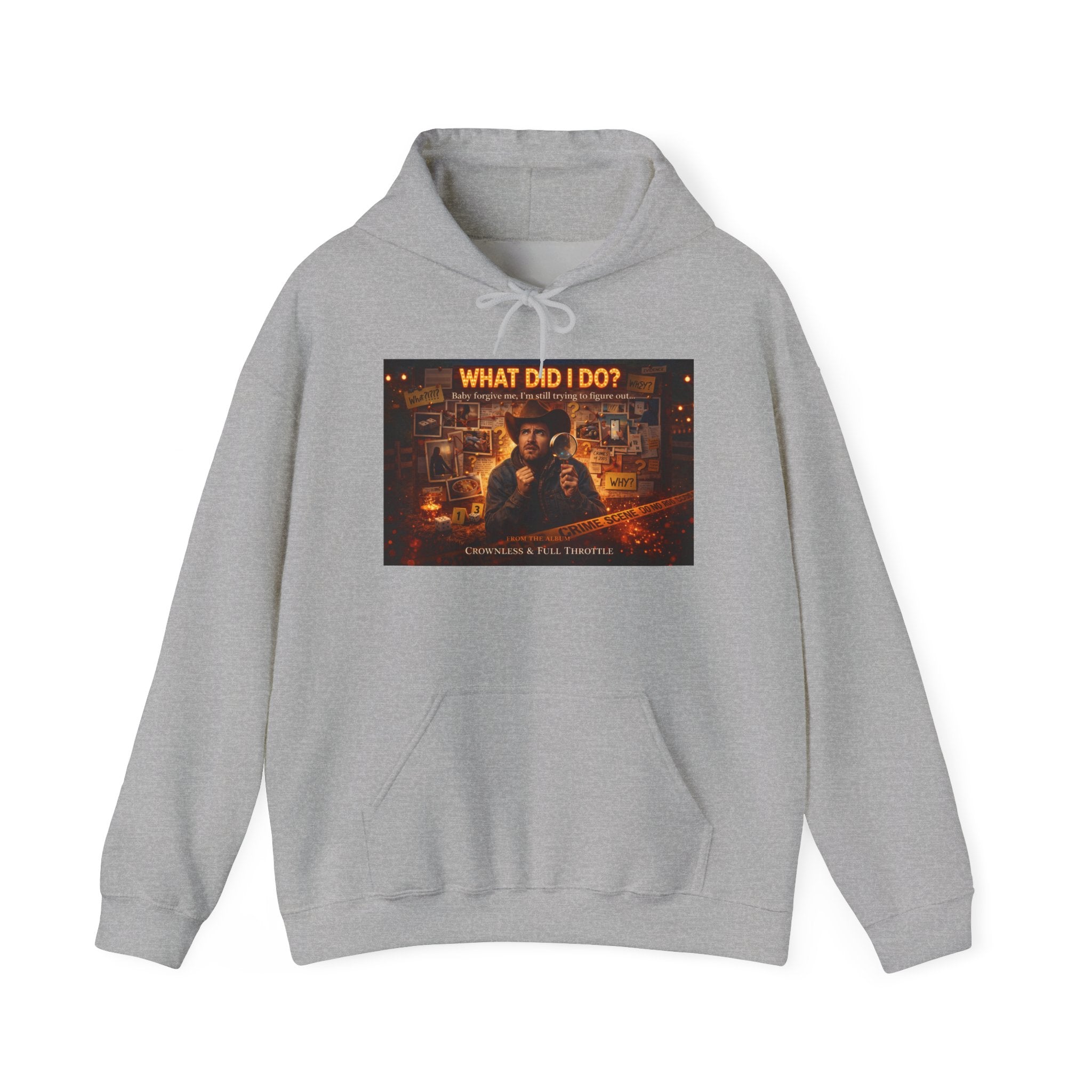 "What Did I Do?" Graphic Hoodie – Retro Mystery Movie Poster Sweatshirt