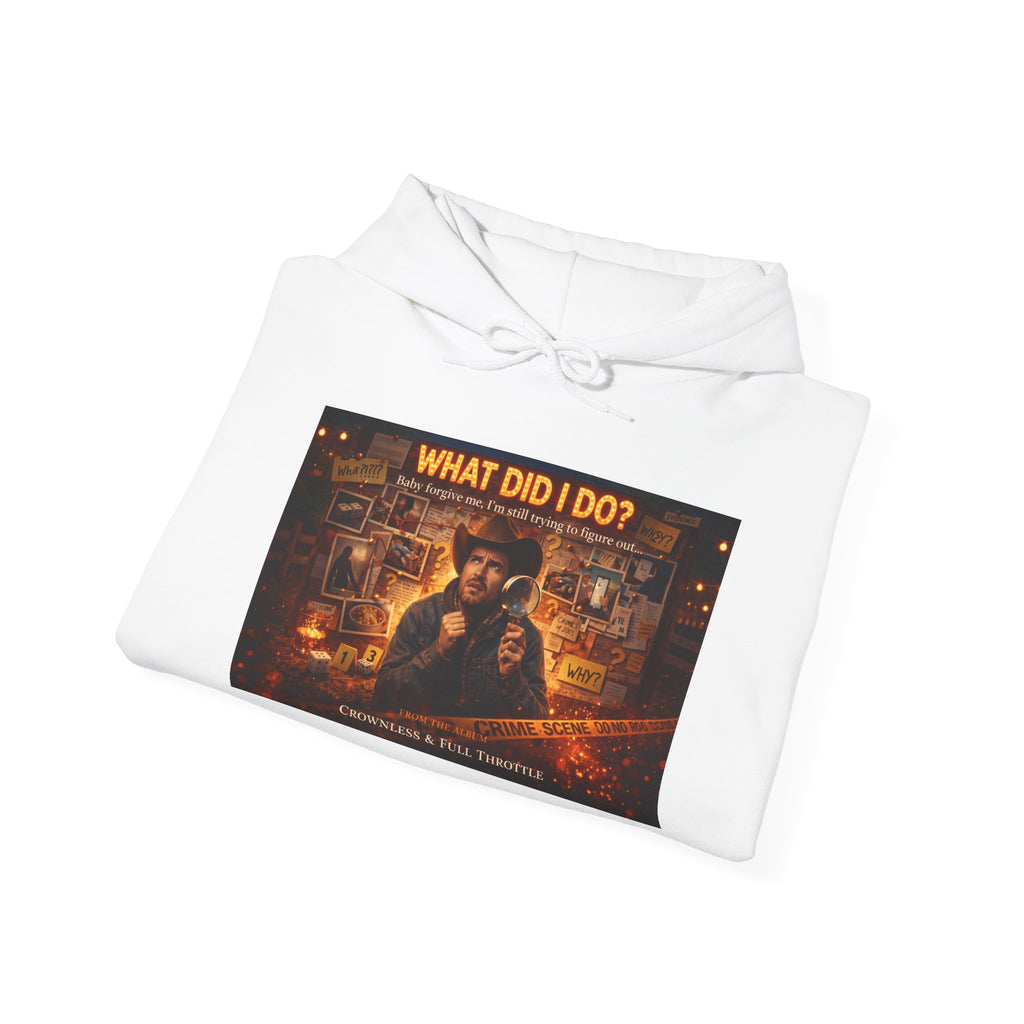 "What Did I Do?" Graphic Hoodie – Retro Mystery Movie Poster Sweatshirt
