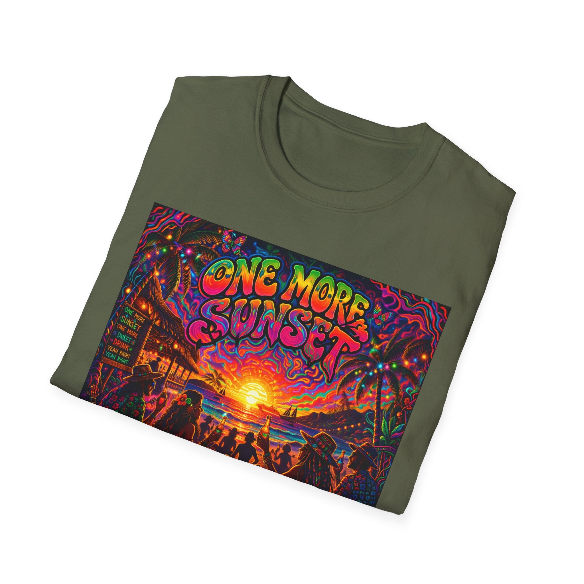 One More Sunset T-Shirt —  Song Cover Art From The Caribbean Calavera Album   Tropical Sunset Concert Graphic Tee