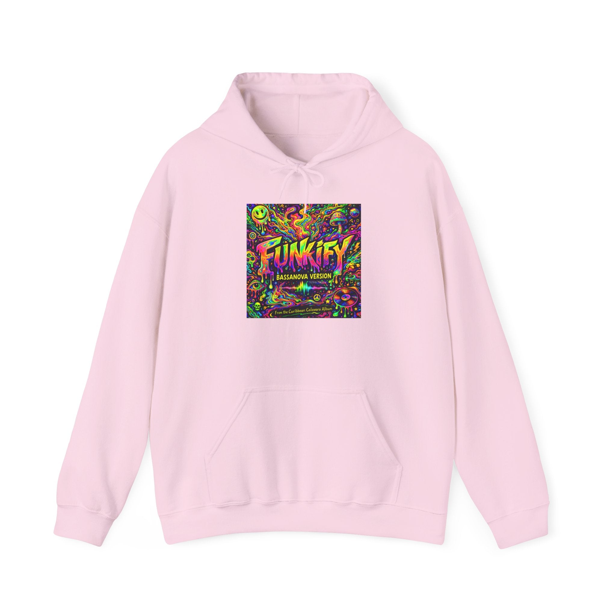 Funkify Song from Caribbean Calavera Album Neon Psychedelic Hoodie — "FUNKIFY" Retro Rave Graphic Sweatshirt
