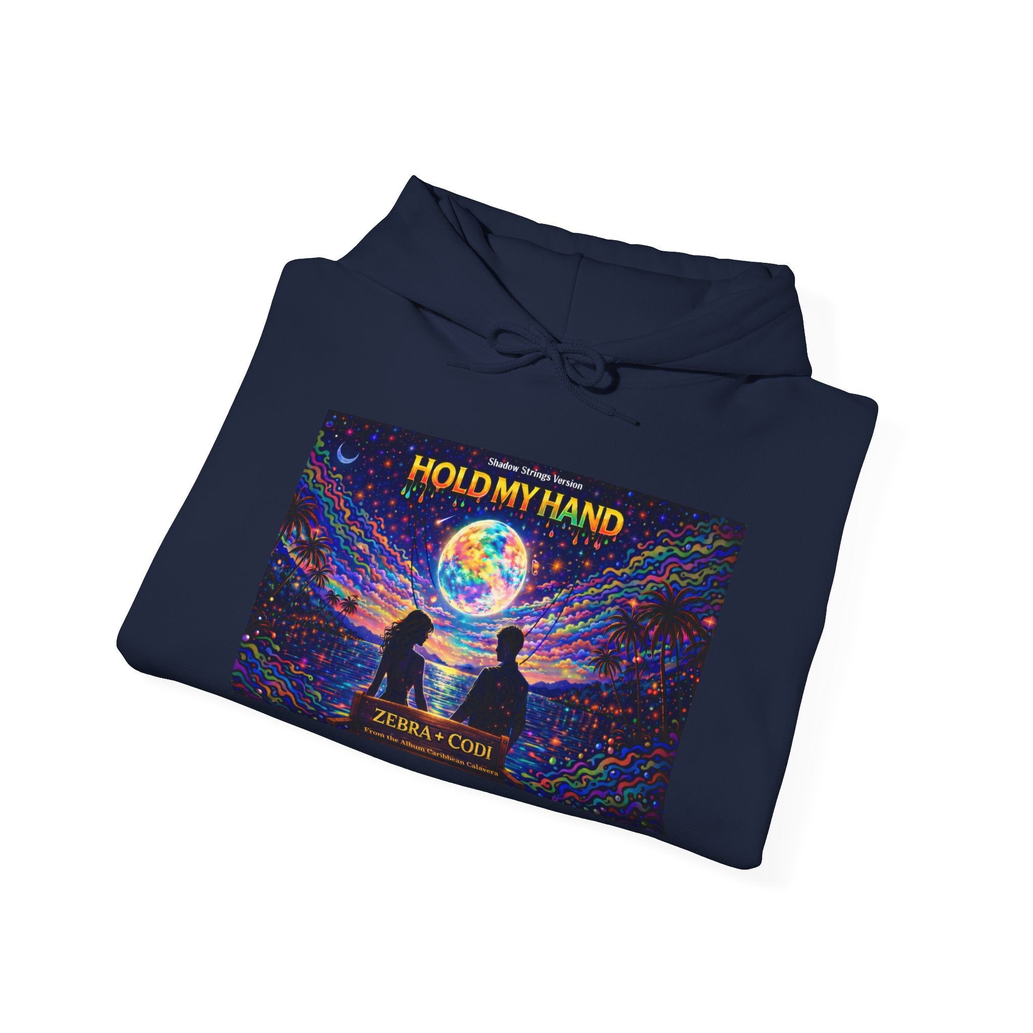 Hold My Hand Hoodie  Song Cover Art From The Caribbean Calavera Album — Cosmic Couple Graphic Pullover