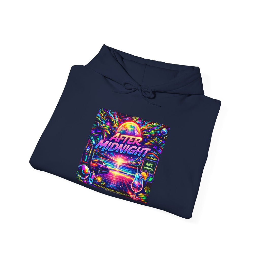 After Midnight Hoodie Song Cover Art From The Caribbean Calavera Album — Retro Neon Vaporwave Graphic Pullover