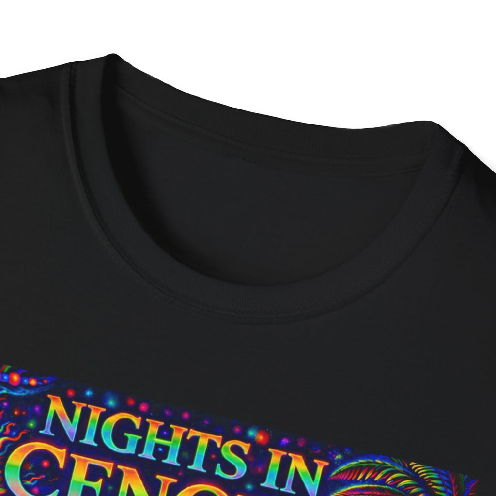 Nights in Cenovia T-Shirt  Song Cover Art From The Caribbean Calavera Album   — Colorful Fireworks Cityscape Tee
