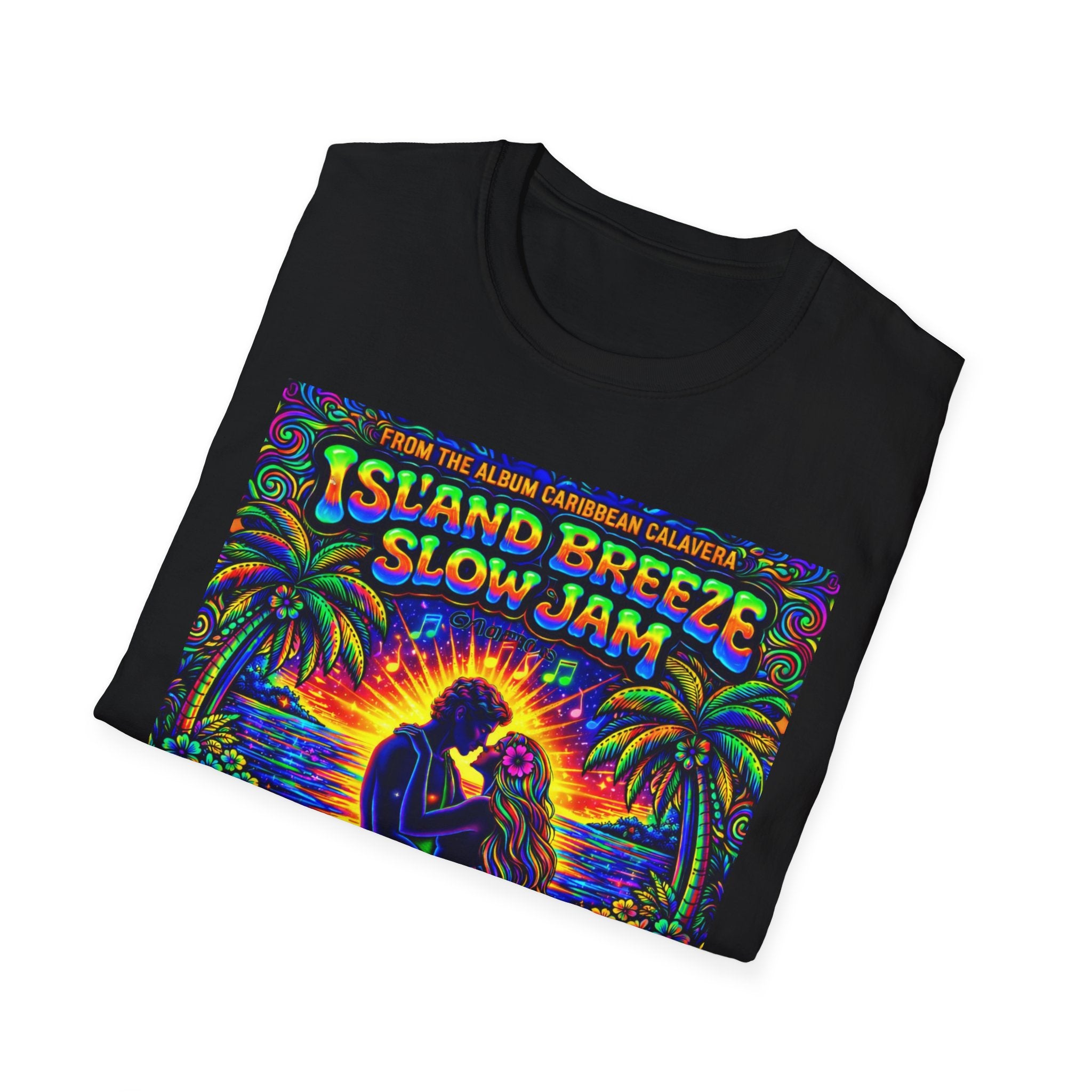 Island Breeze Slow Jam T-Shirt  Song Cover Art From The Caribbean Calavera Album   — Retro Tropical Sunset Music Tee