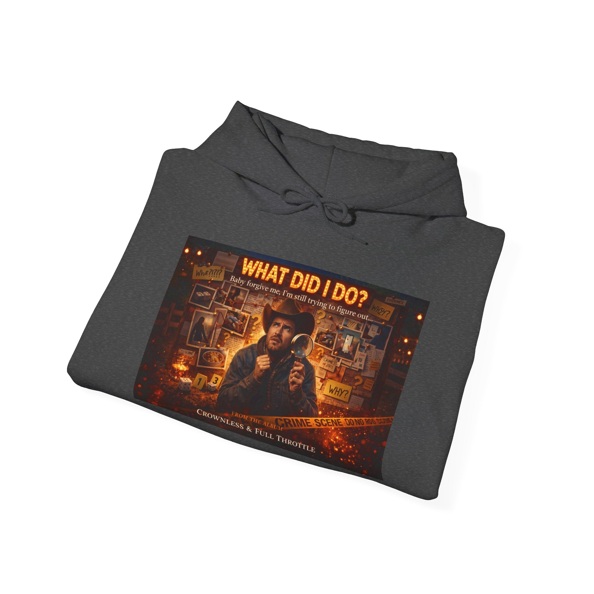 "What Did I Do?" Graphic Hoodie – Retro Mystery Movie Poster Sweatshirt