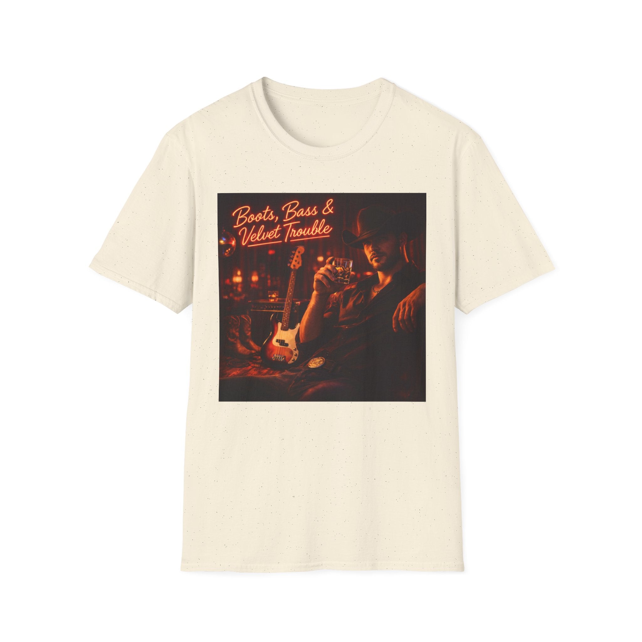 "Boots, Bass & Velvet Trouble" Retro Music Tee Vintage Rock T-Shirt —