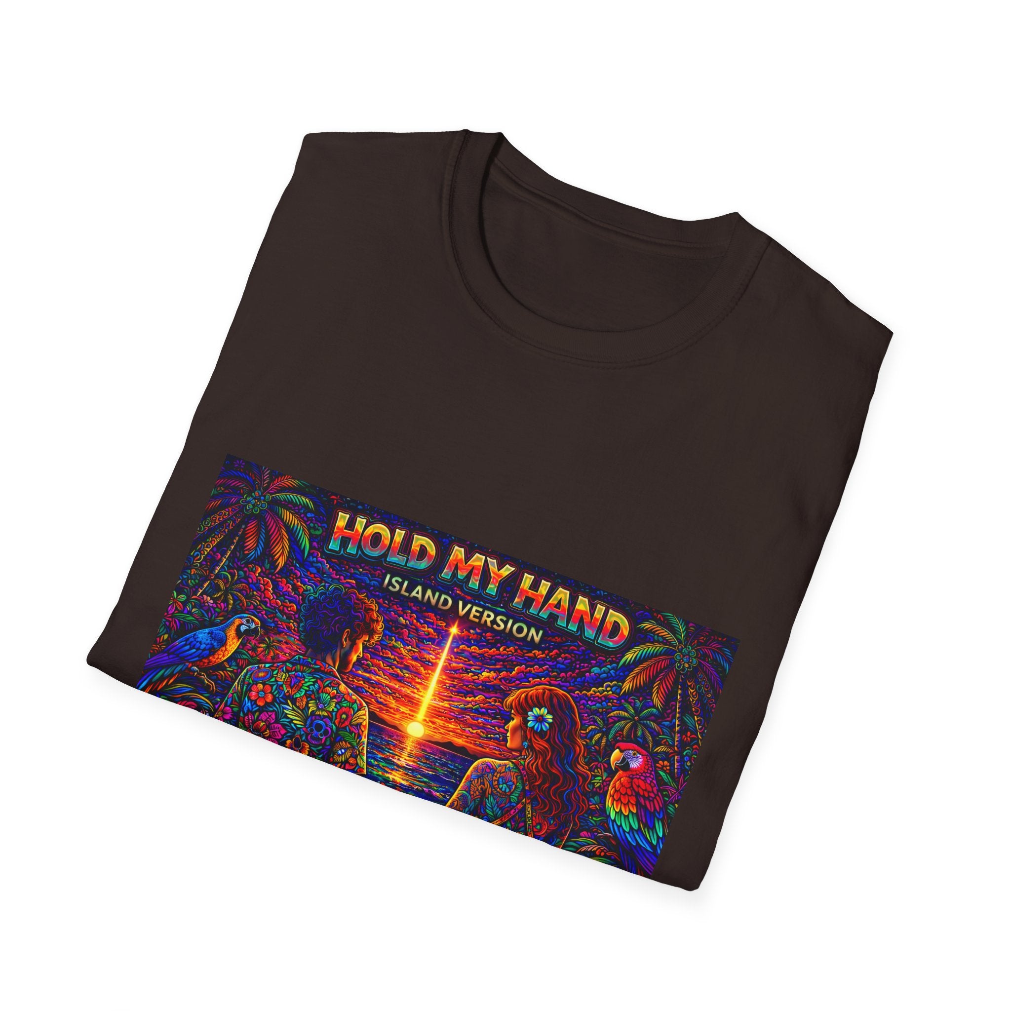 Hold My Hand Island Version Song Cover Art From The Caribbean Calavera Album  T-Shirt — Tropical Parrot Beach Graphic Tee