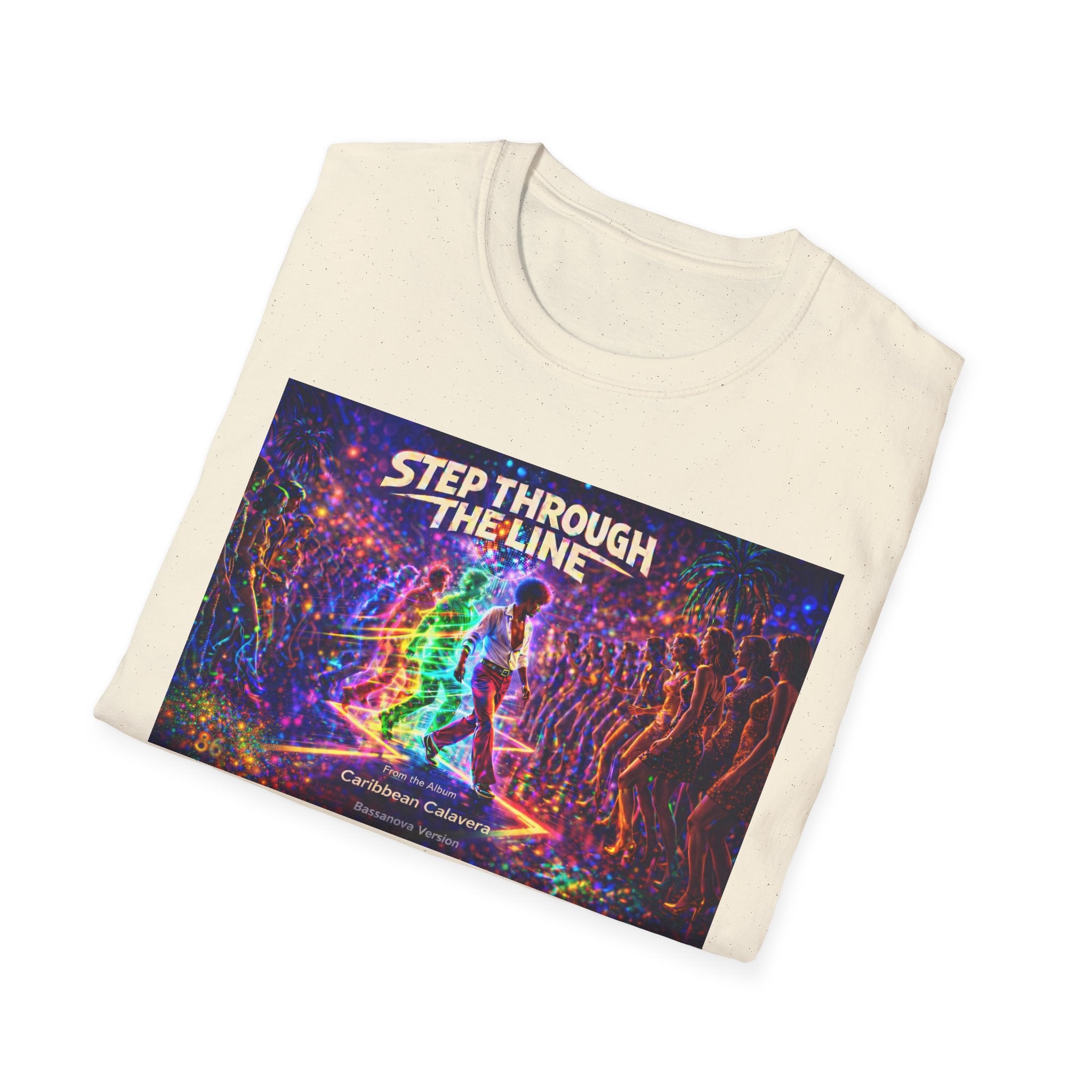 Step Through The Line T-Shirt Song Cover Art From The Caribbean Calavera Album  — Psychedelic Rainbow Silhouette Graphic Tee