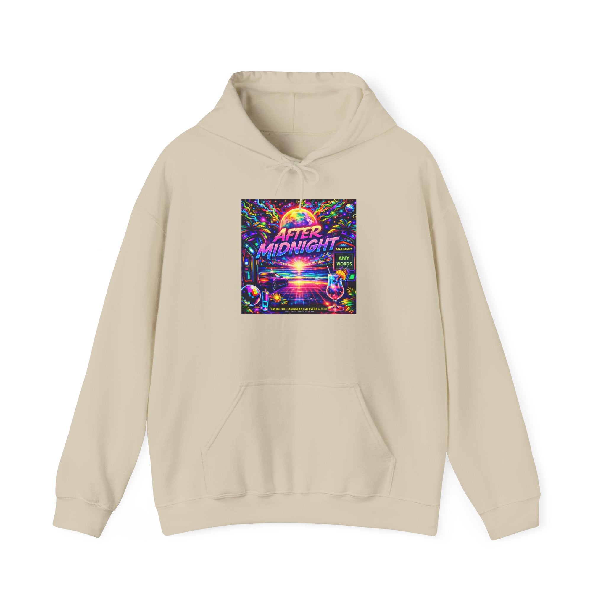 After Midnight Hoodie Song Cover Art From The Caribbean Calavera Album — Retro Neon Vaporwave Graphic Pullover