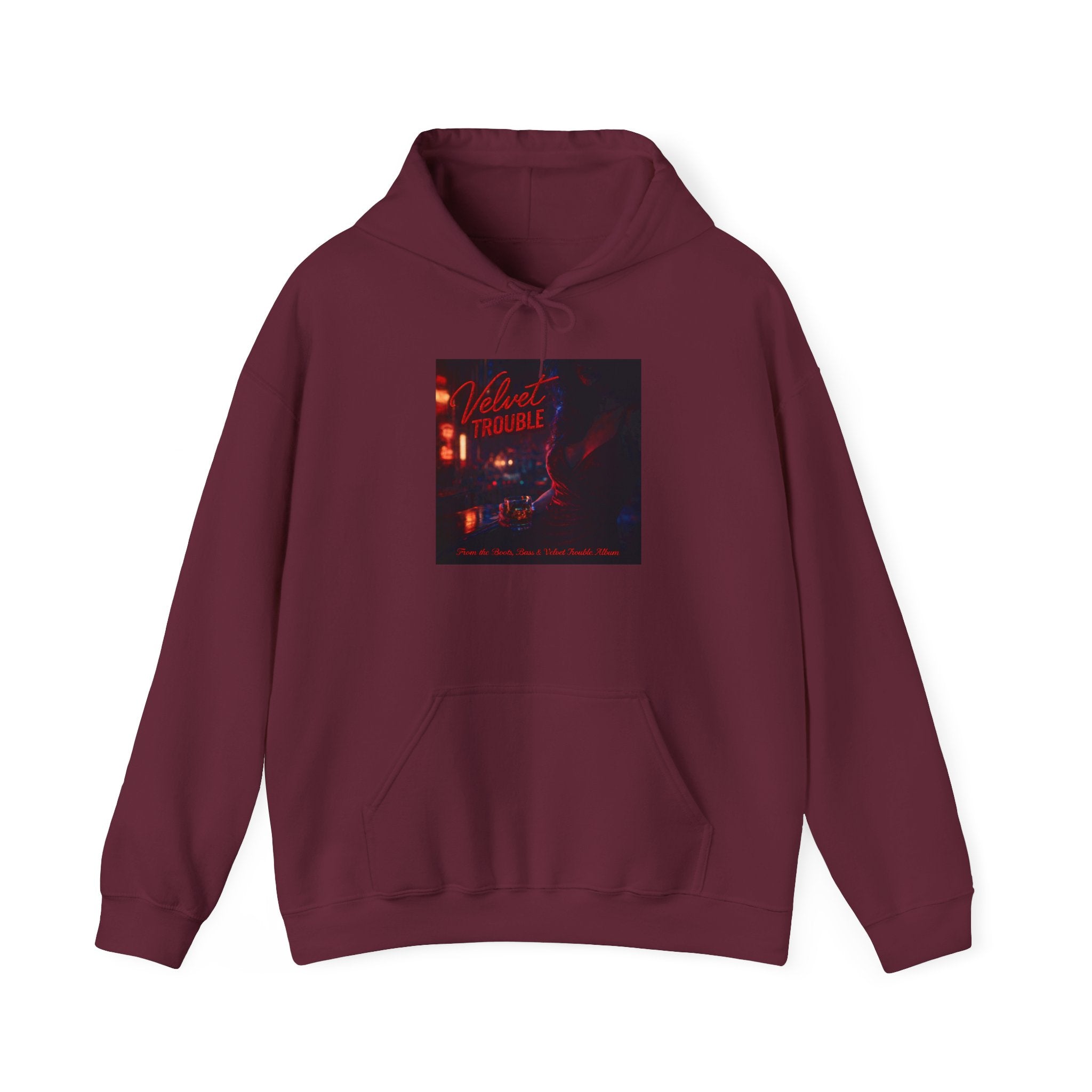 Velvet Trouble Vintage Neon 'Midnight Rambler' Hoodie — Retro Nightlife Graphic Sweatshirt