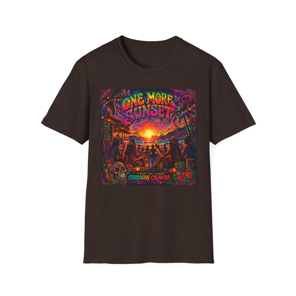 One More Sunset T-Shirt —  Song Cover Art From The Caribbean Calavera Album   Tropical Sunset Concert Graphic Tee