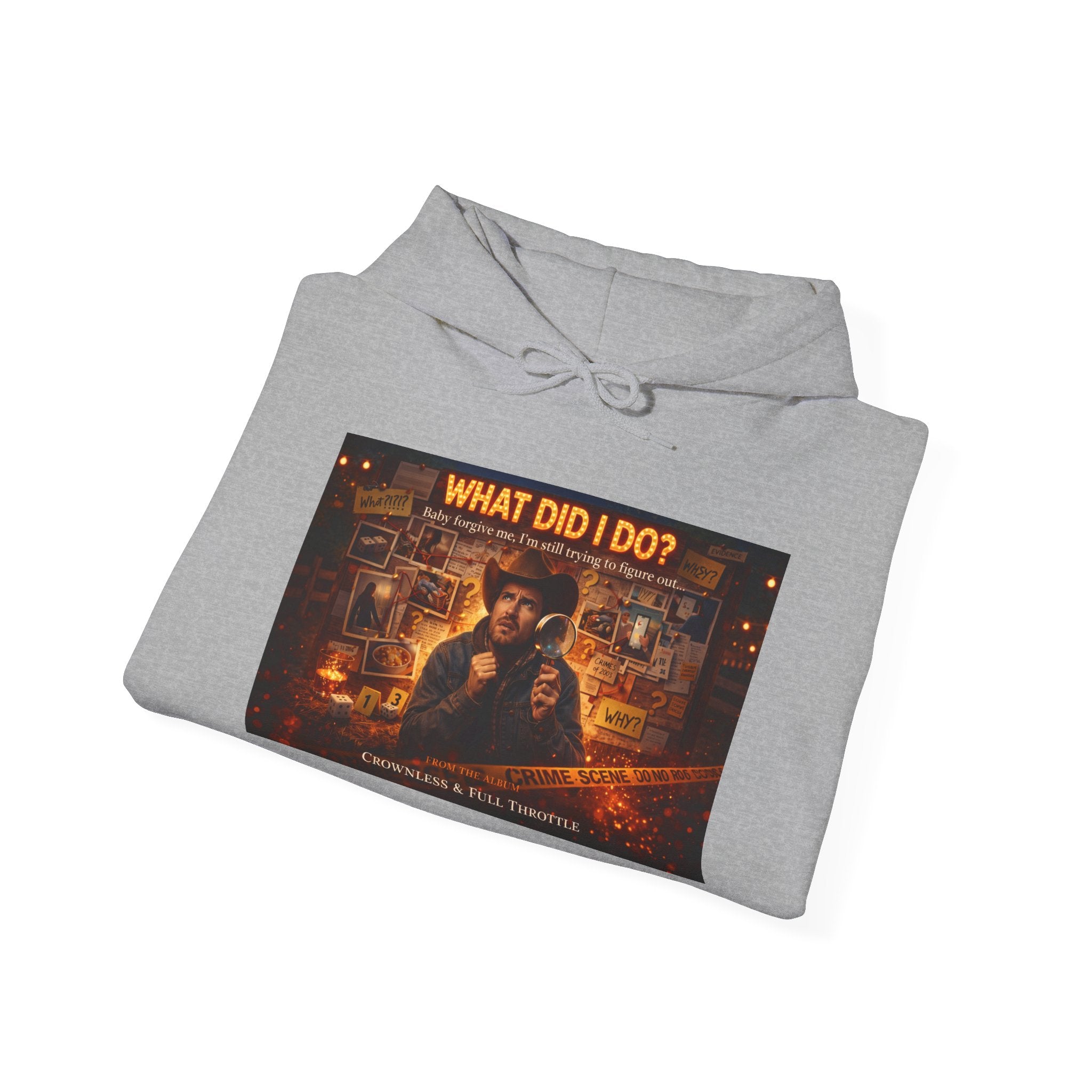 "What Did I Do?" Graphic Hoodie – Retro Mystery Movie Poster Sweatshirt